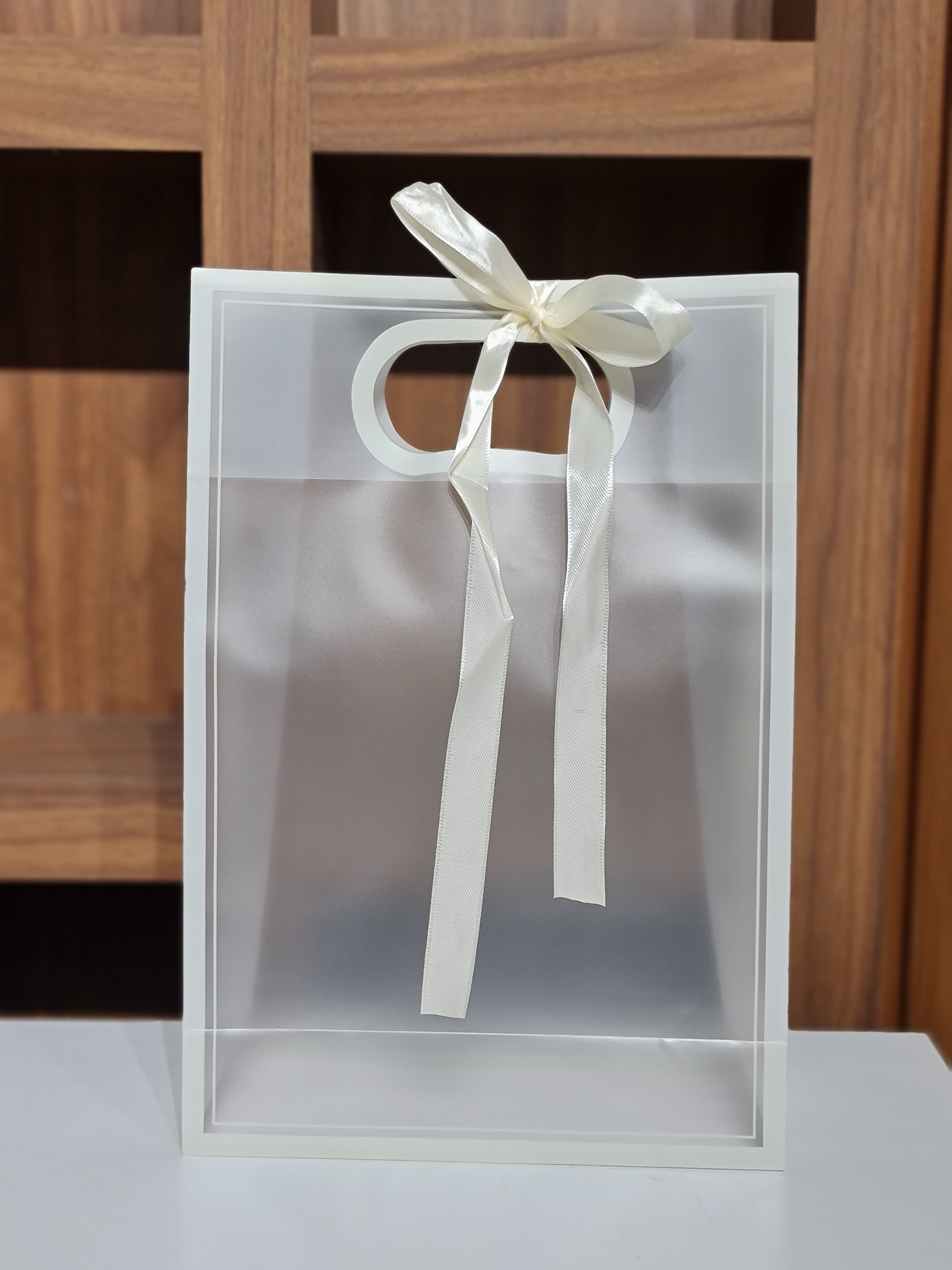 Pack of 12 Gift Bags with Ribbon- Reusable Transparent Goodie Bags
