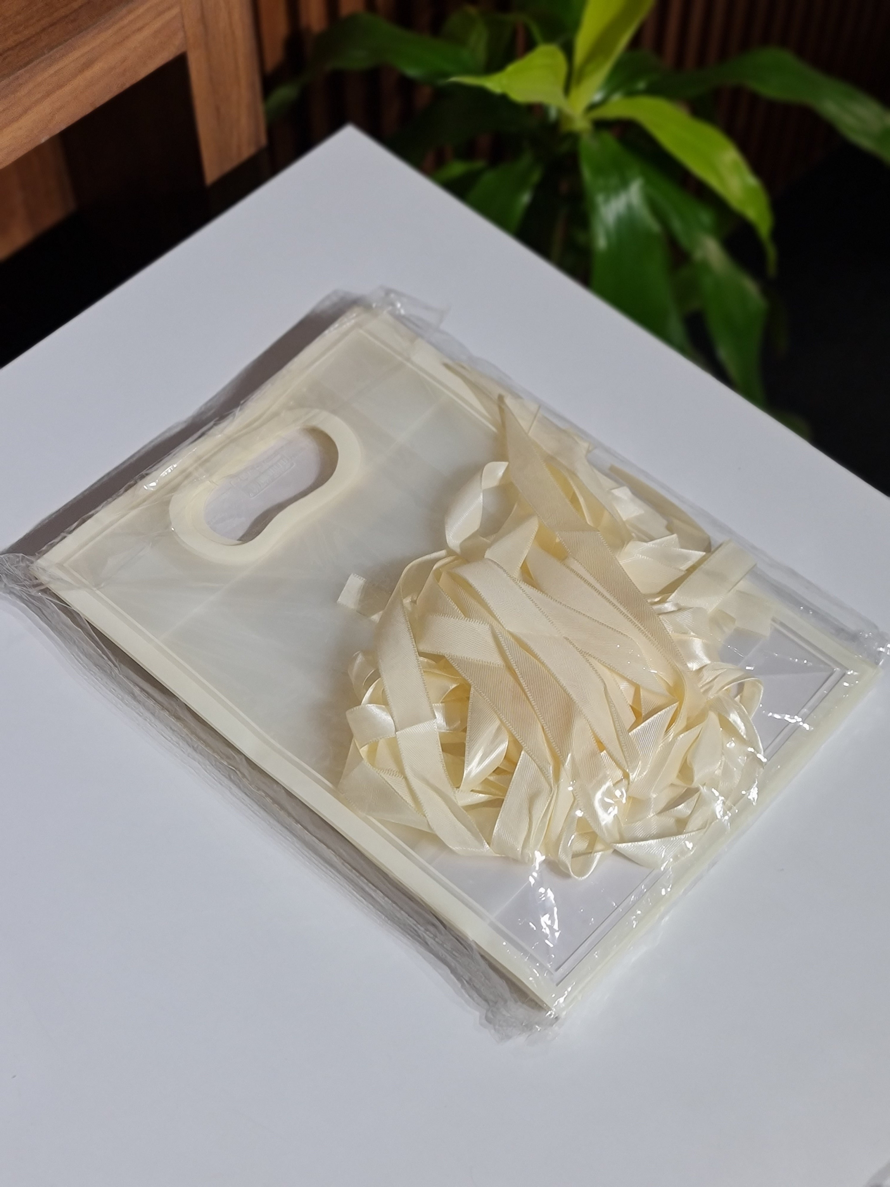 Pack of 12 Gift Bags with Ribbon- Reusable Transparent Goodie Bags
