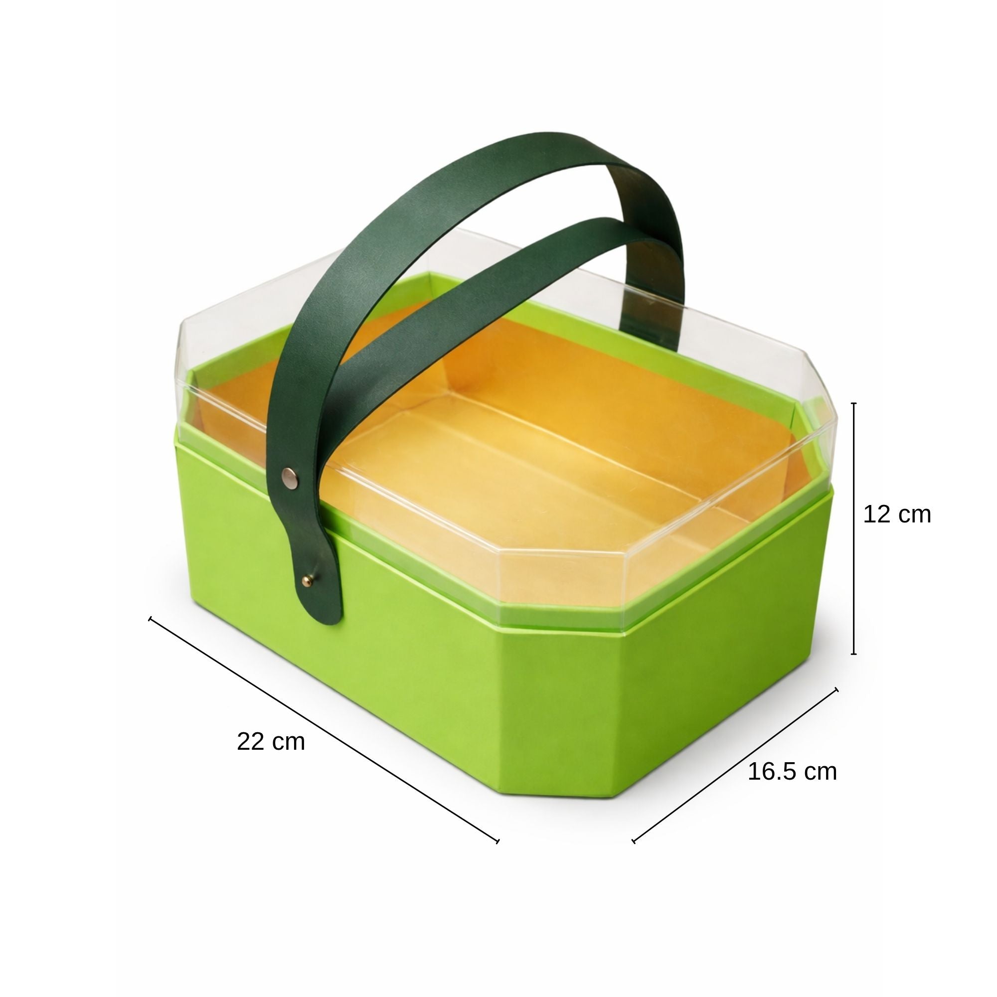 Octagonal Gift Box with Clear Lid & Handle | 22×16.5×12 cm | Return Gift Box