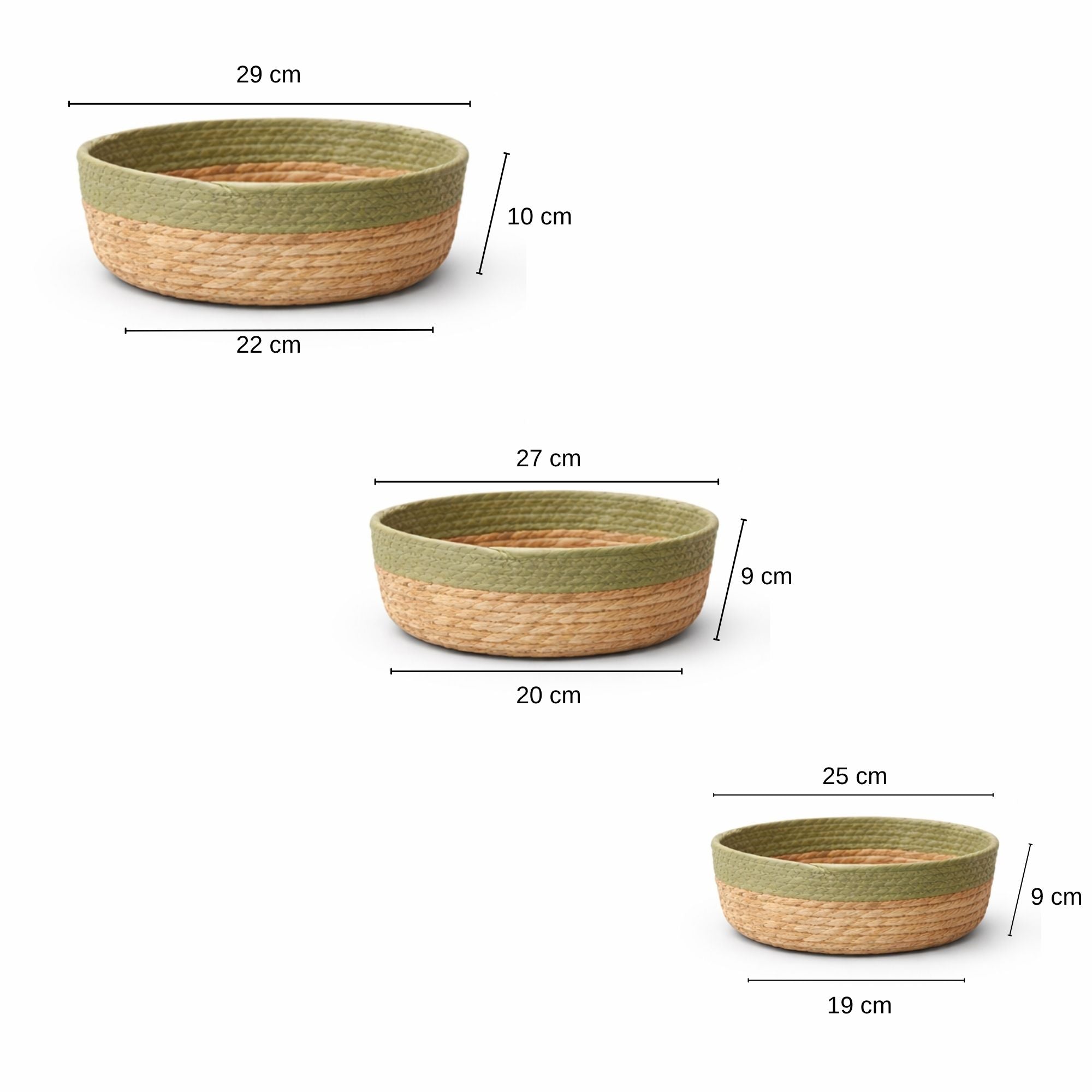 Oval Seagrass Wicker Basket Set of 3 | Natural & Black Boho Storage Baskets