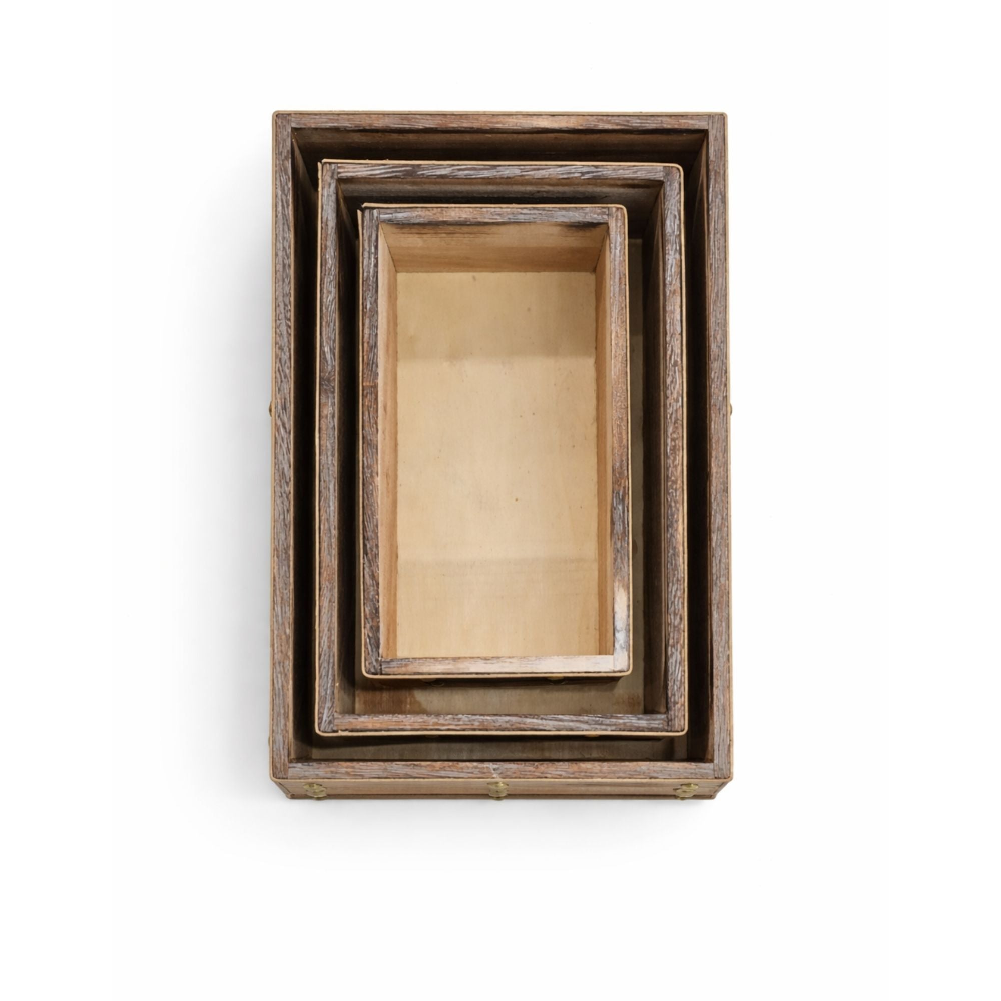 3-Piece Wooden Nesting Box Set Rectangular Farmhouse Storage Boxes