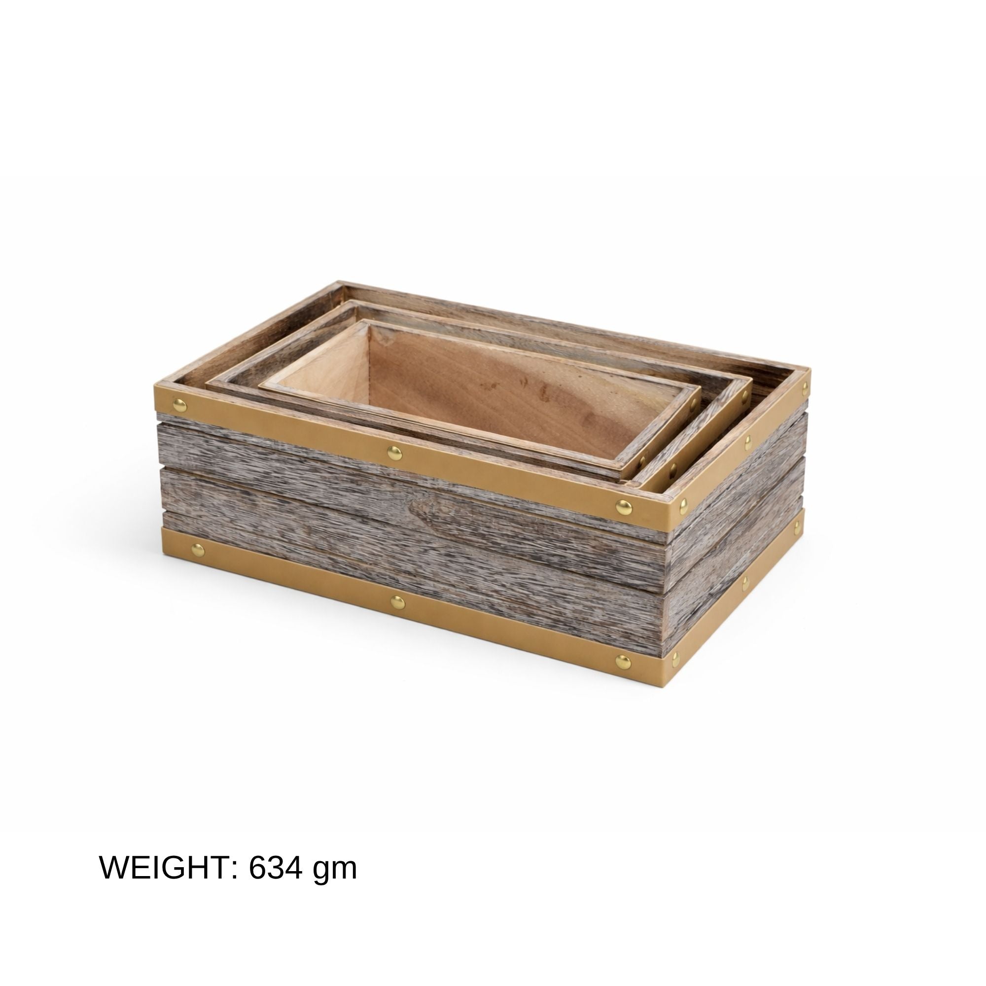 3-Piece Wooden Nesting Box Set Rectangular Farmhouse Storage Boxes