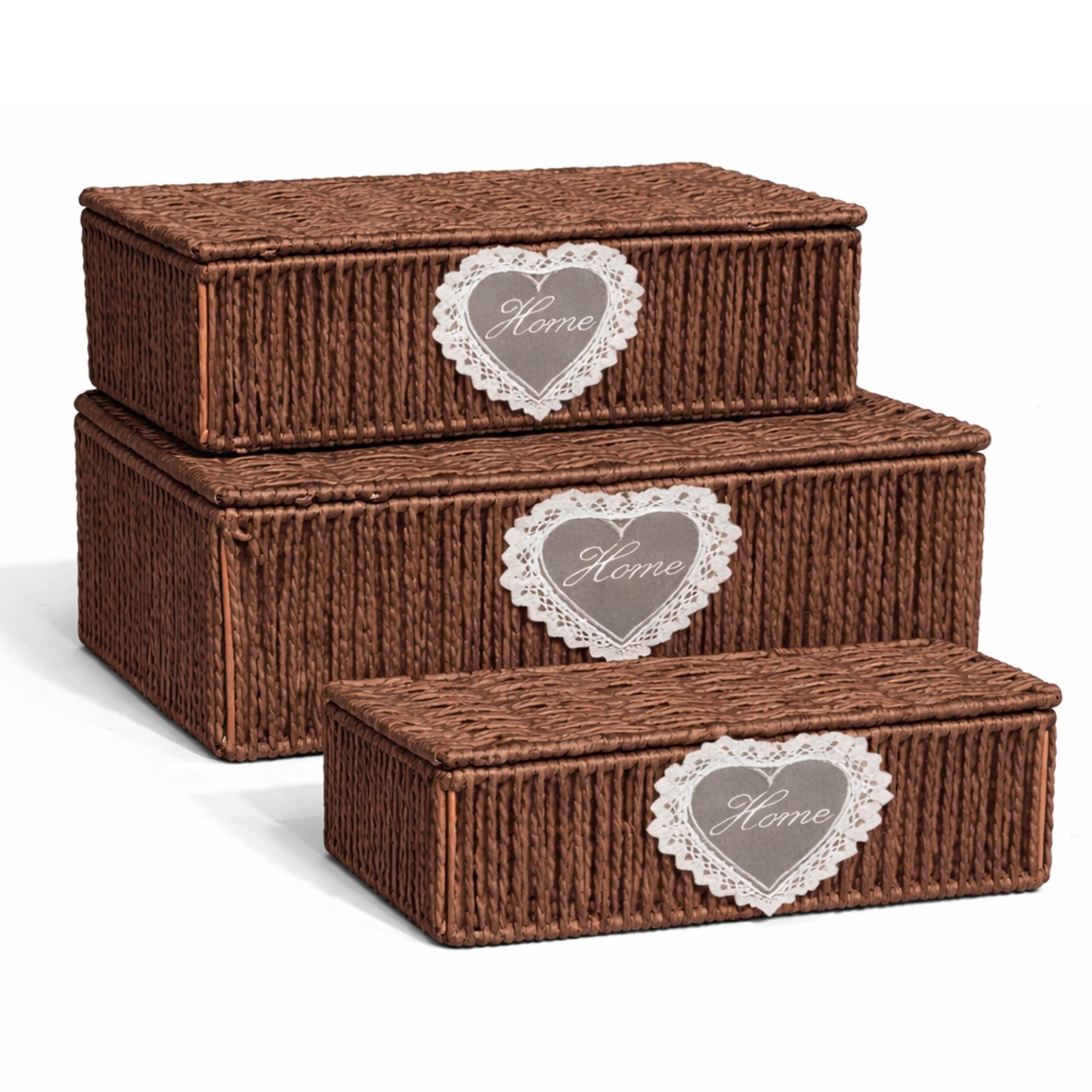 White Wicker Storage Basket with Lid — Small, Medium & Large