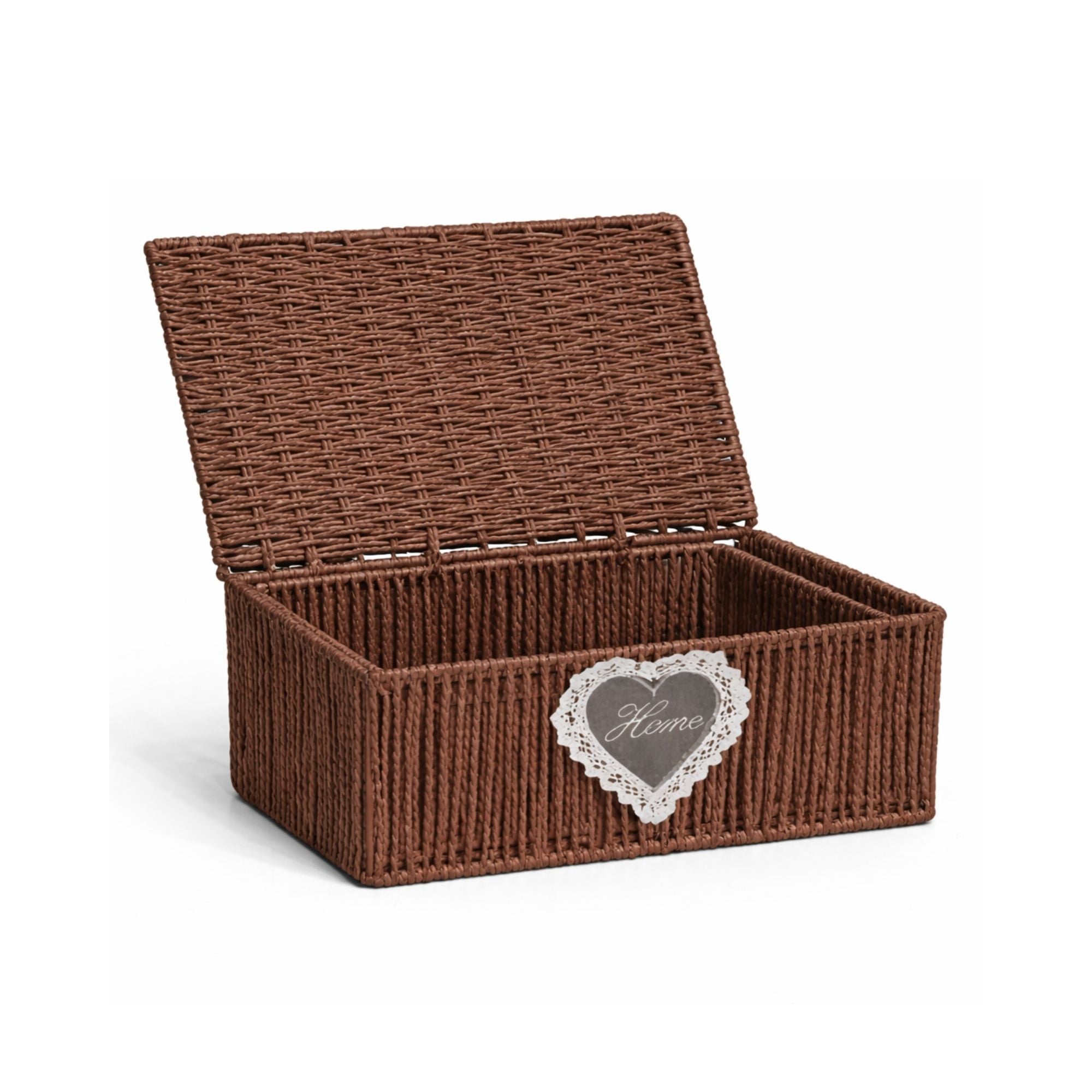 White Wicker Storage Basket with Lid — Small, Medium & Large