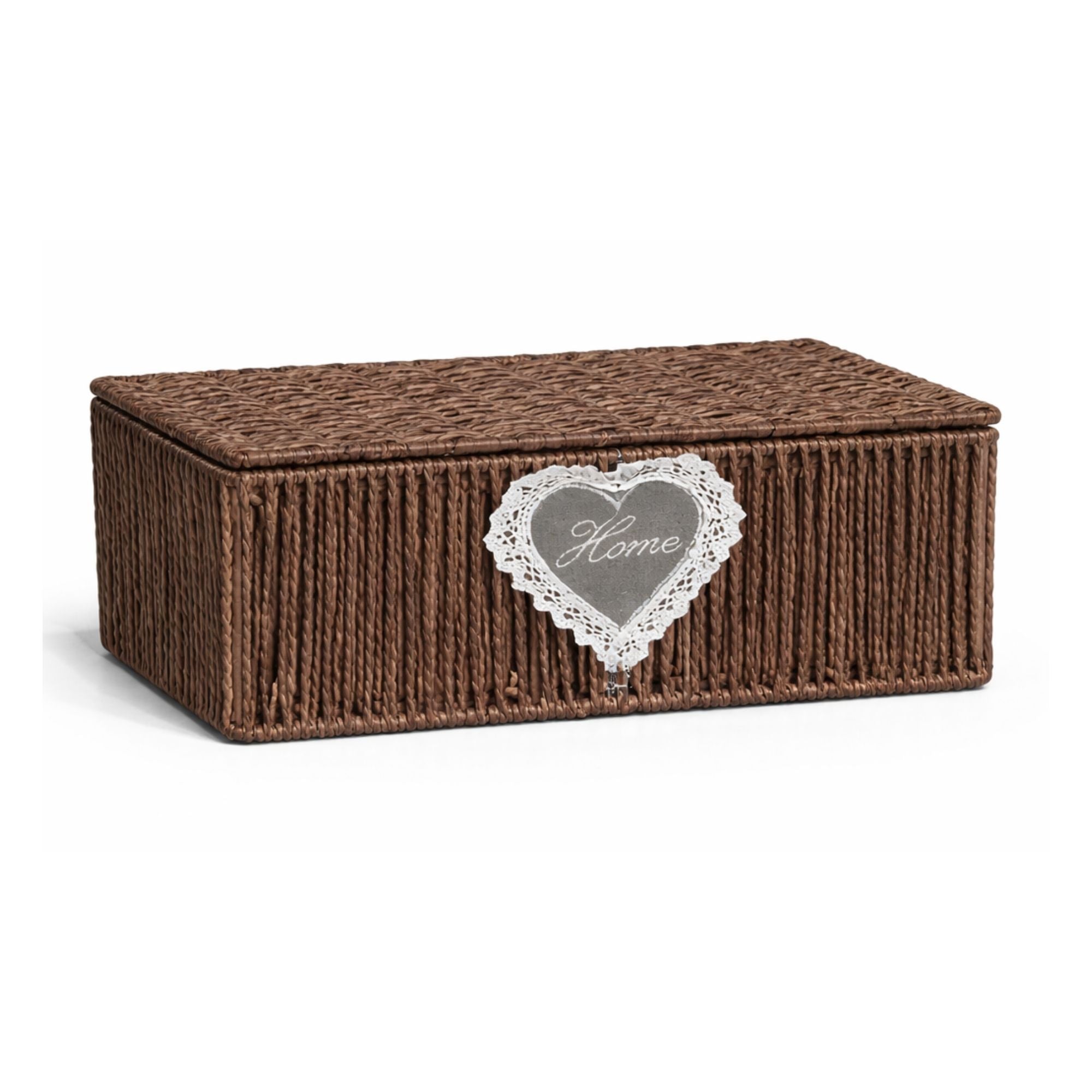White Wicker Storage Basket with Lid — Small, Medium & Large