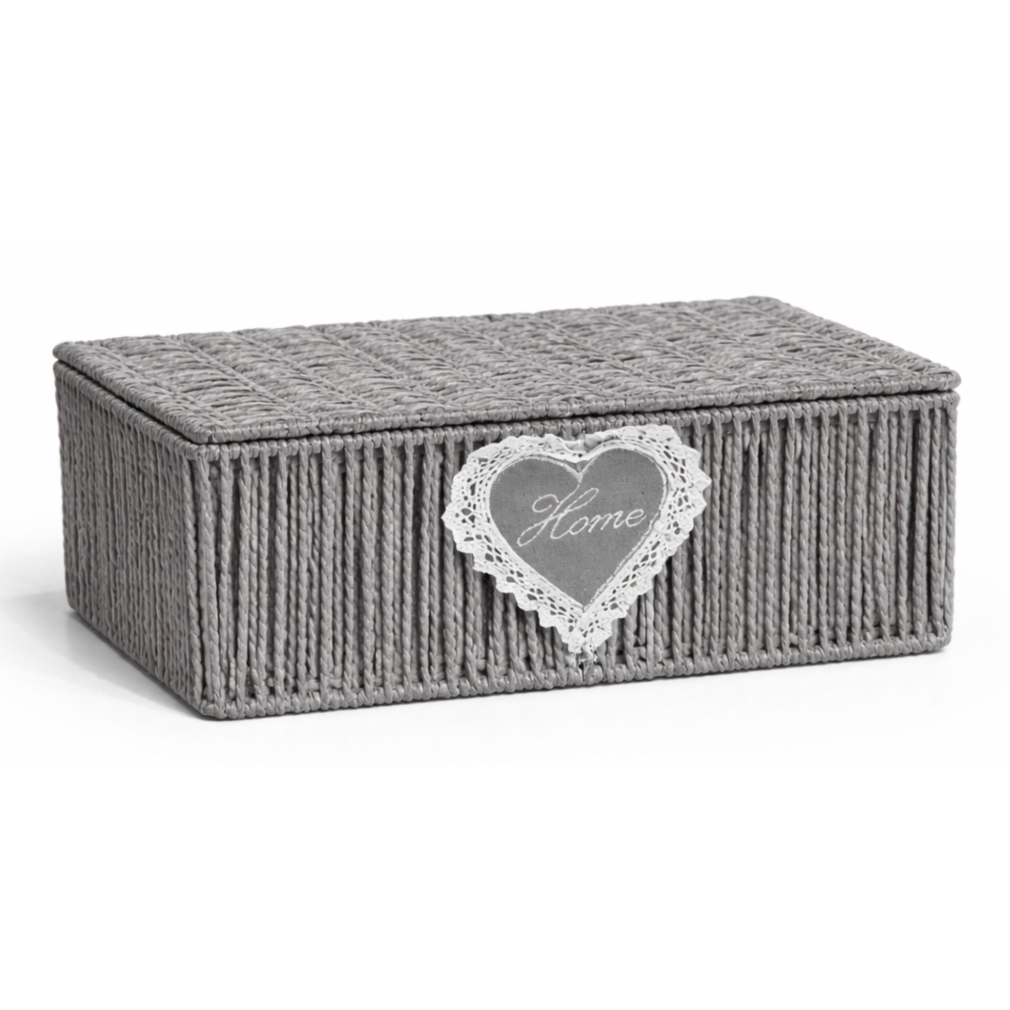 White Wicker Storage Basket with Lid — Small, Medium & Large