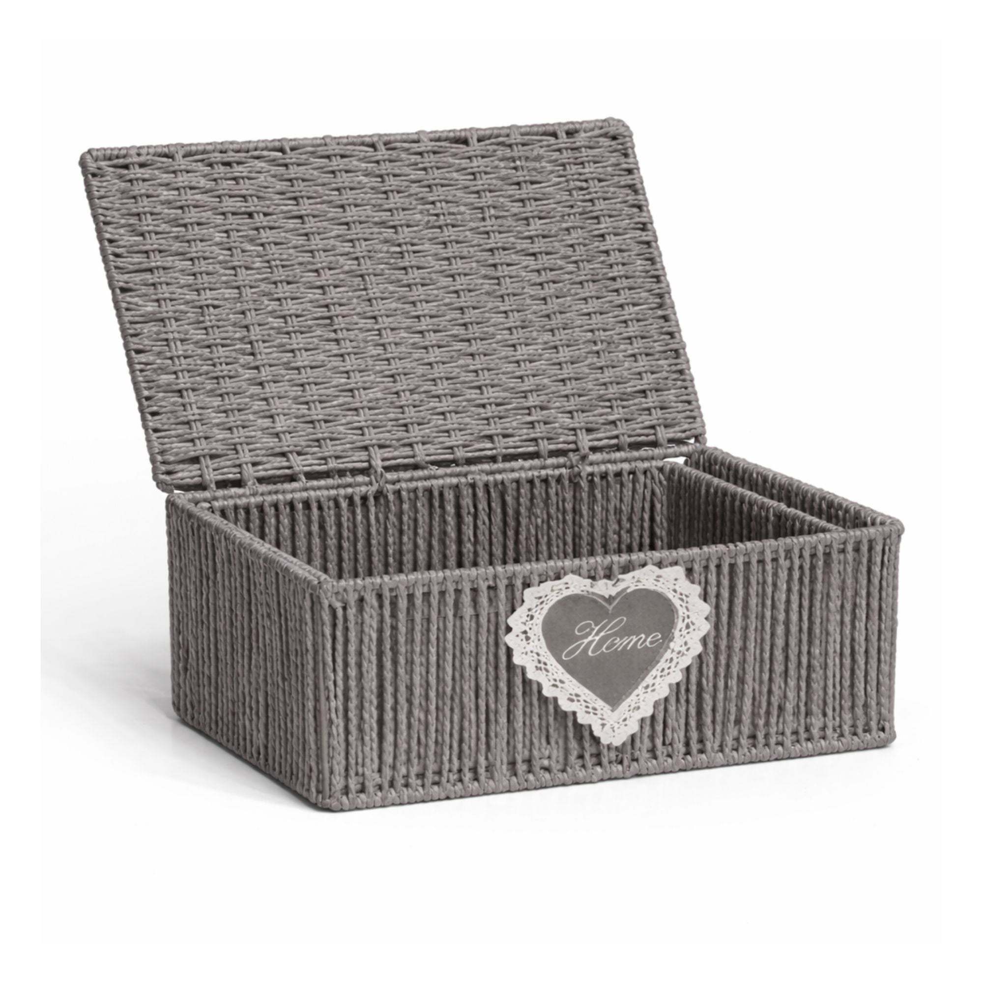 White Wicker Storage Basket with Lid — Small, Medium & Large