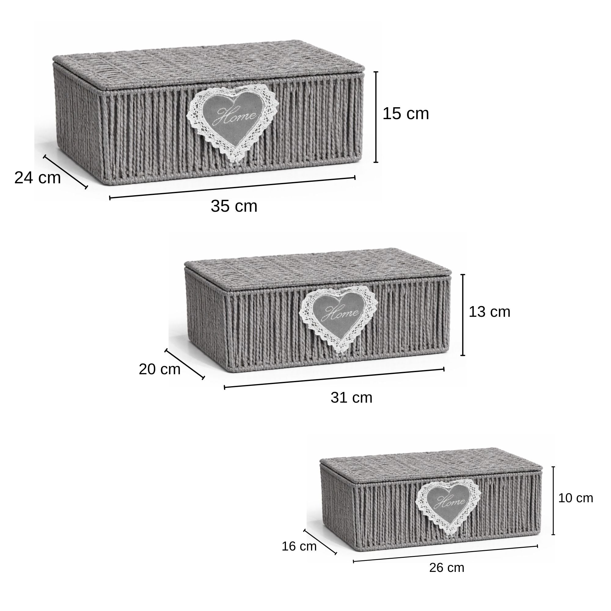 White Wicker Storage Basket with Lid — Small, Medium & Large