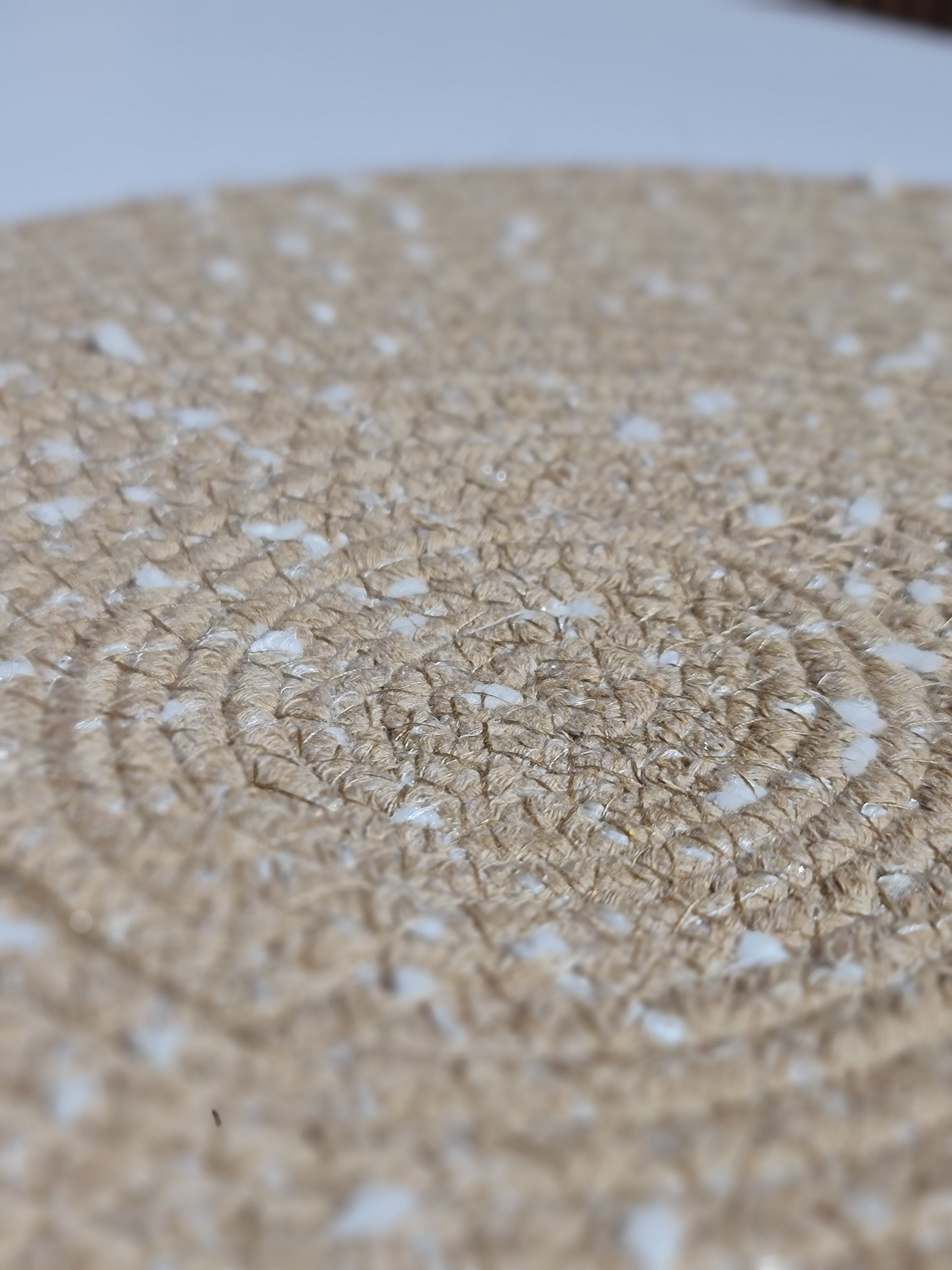 Handwoven Jute Table Mats with White Polka Dots - Set of 2 (38cm)