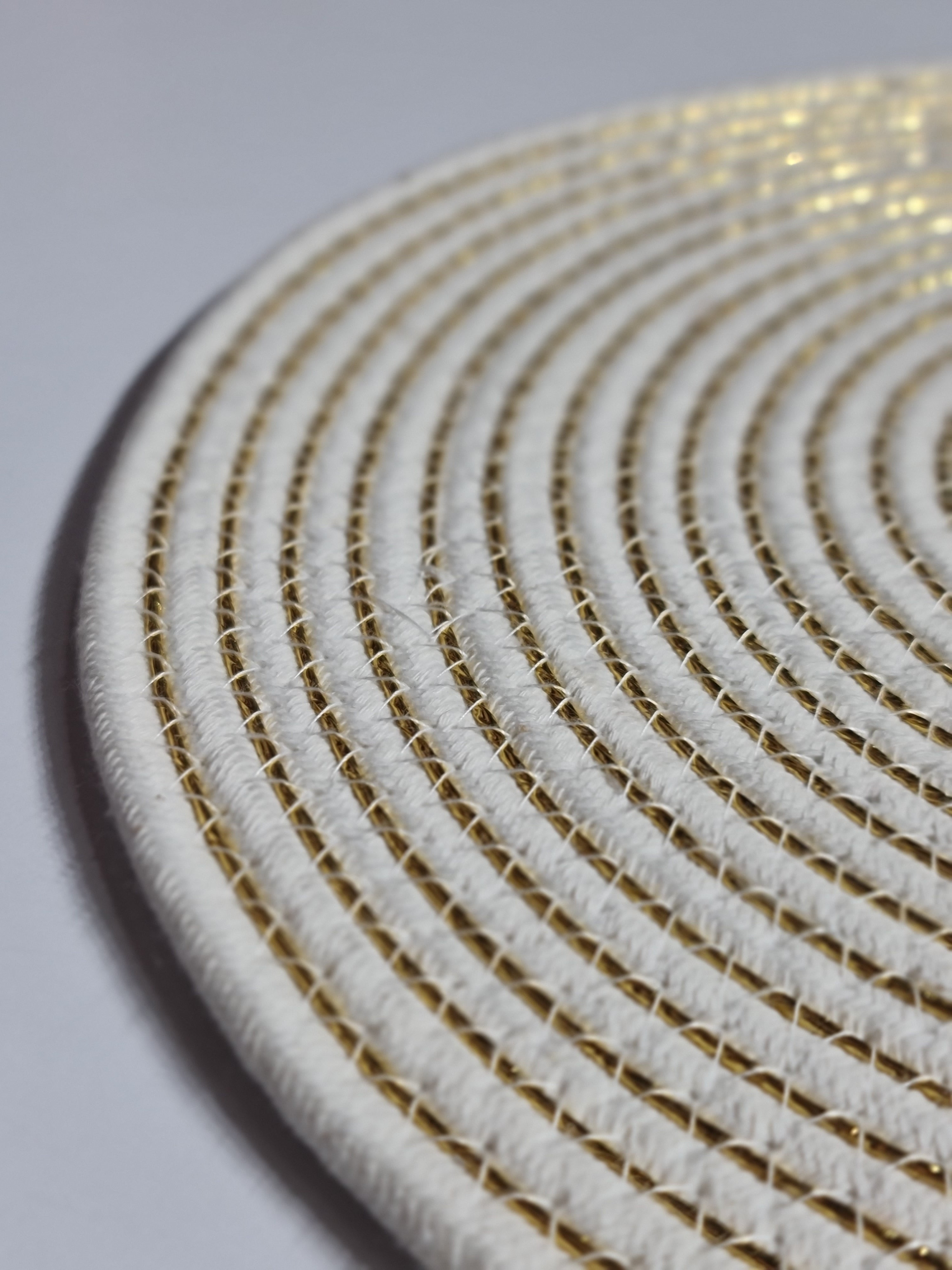 Round White & Gold Zari Table Mats Set of 2 - 38cm