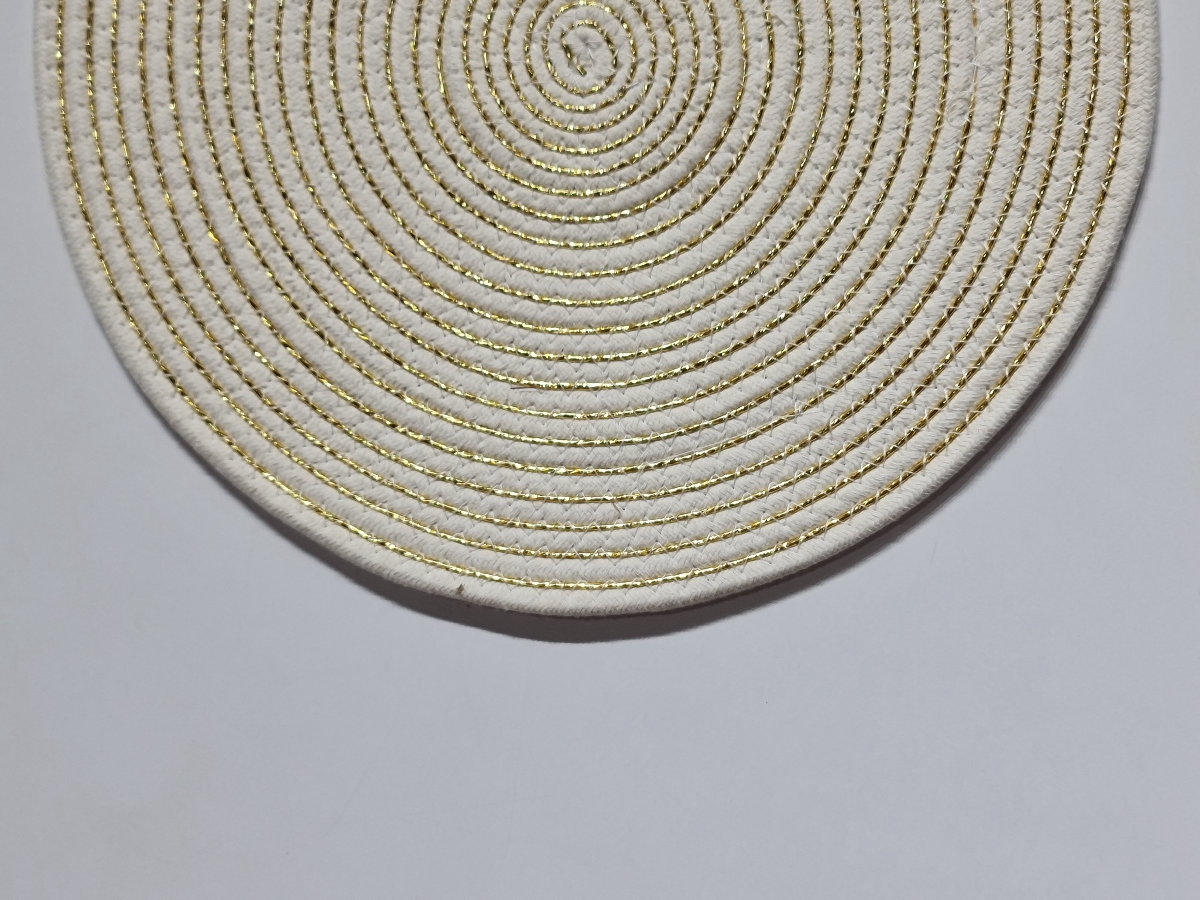 Round White & Gold Zari Table Mats Set of 2 - 38cm