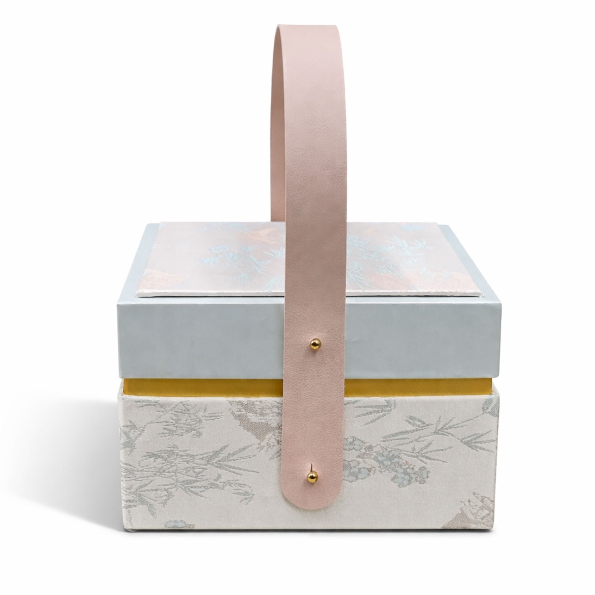 Premium Silky Floral Square Empty Gift Box with Handle (15 x 15 x 10 CM)