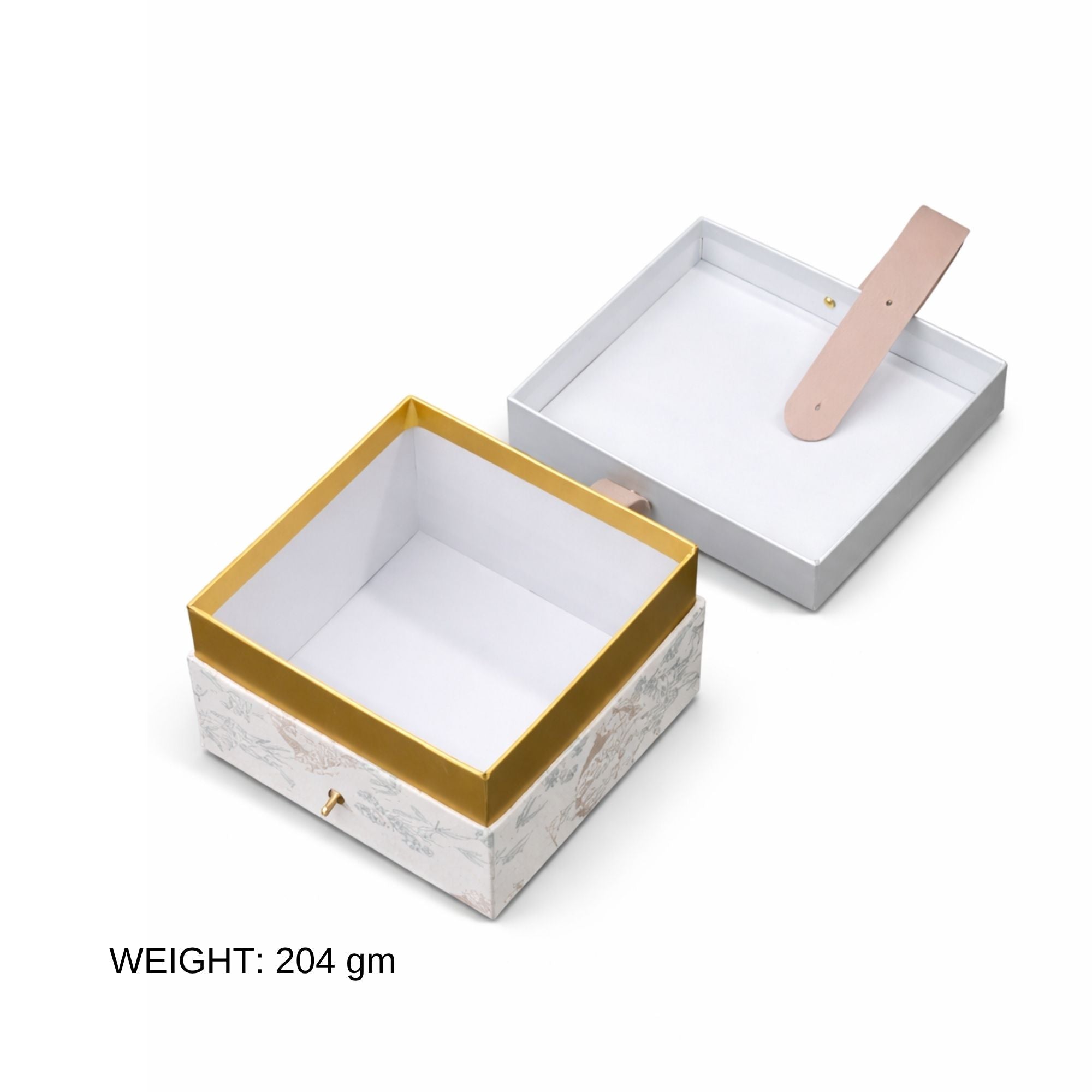 Premium Silky Floral Square Empty Gift Box with Handle (15 x 15 x 10 CM)