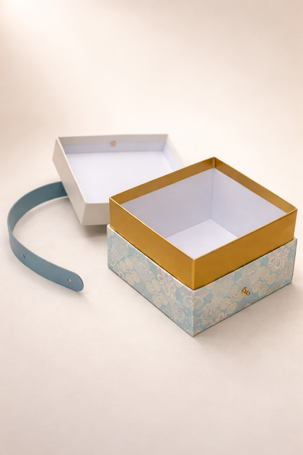 Premium Silky Floral Square Empty Gift Box with Handle (15 x 15 x 10 CM)