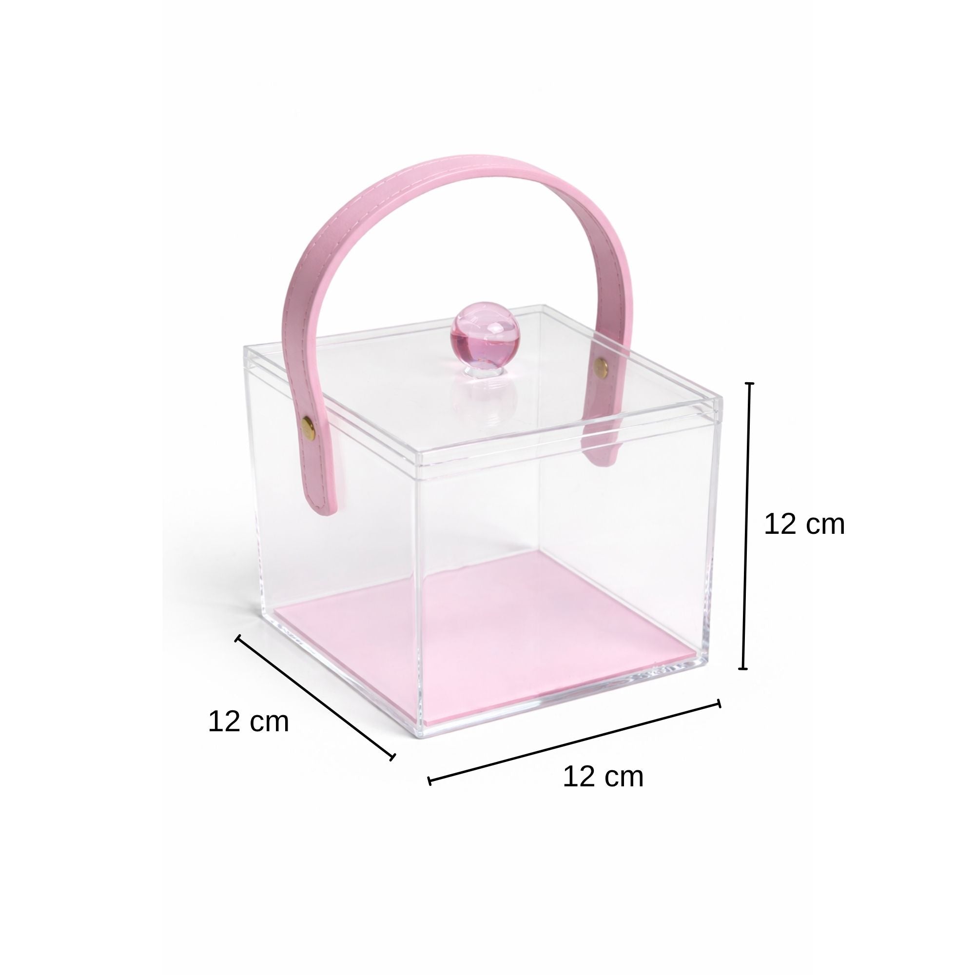 Clear Acrylic Gift Box with Lid & Leather Handle | Transparent Square Keepsake Box
