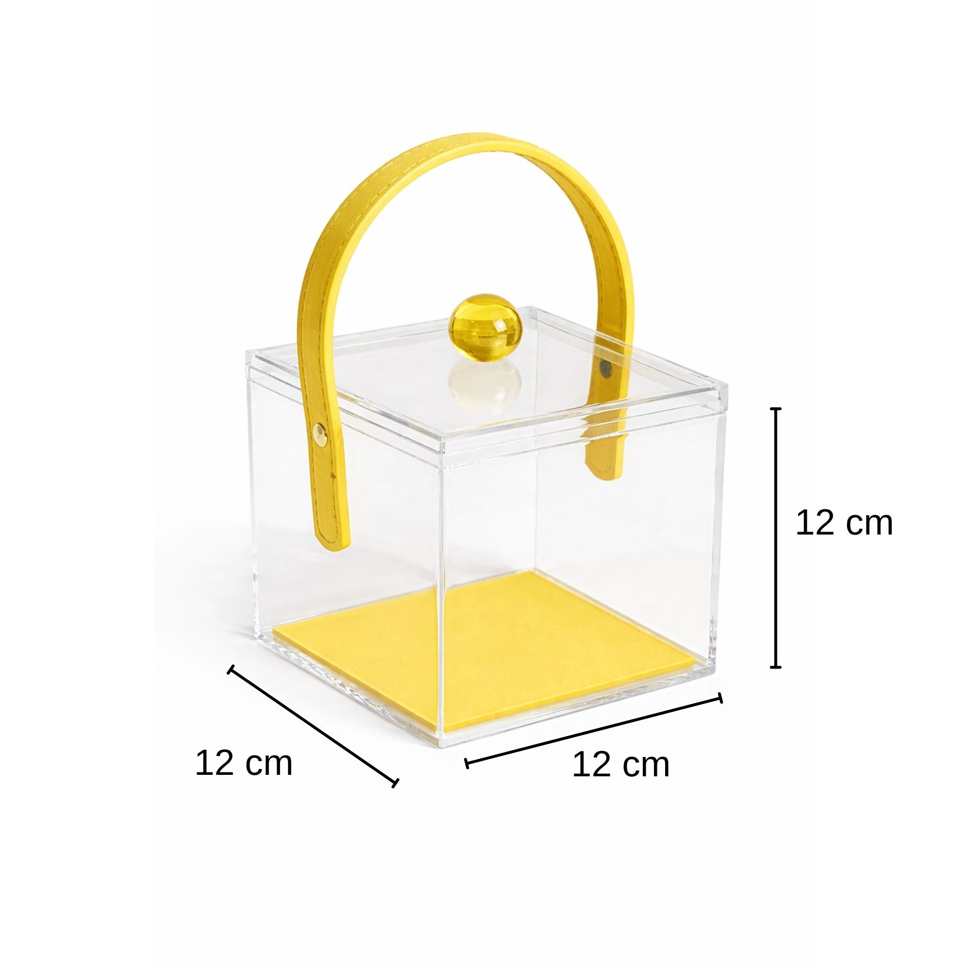 Clear Acrylic Gift Box with Lid & Leather Handle | Transparent Square Keepsake Box