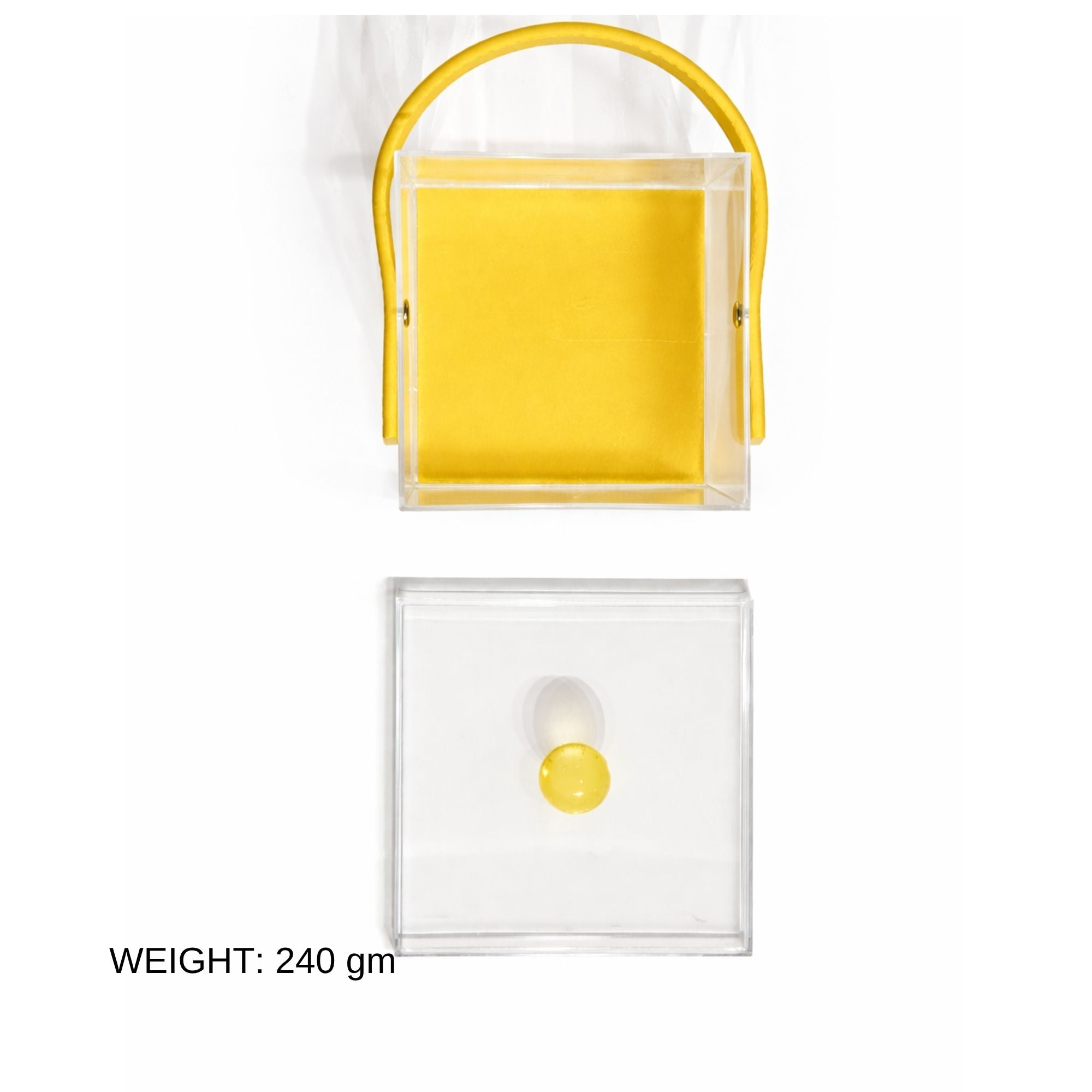 Clear Acrylic Gift Box with Lid & Leather Handle | Transparent Square Keepsake Box