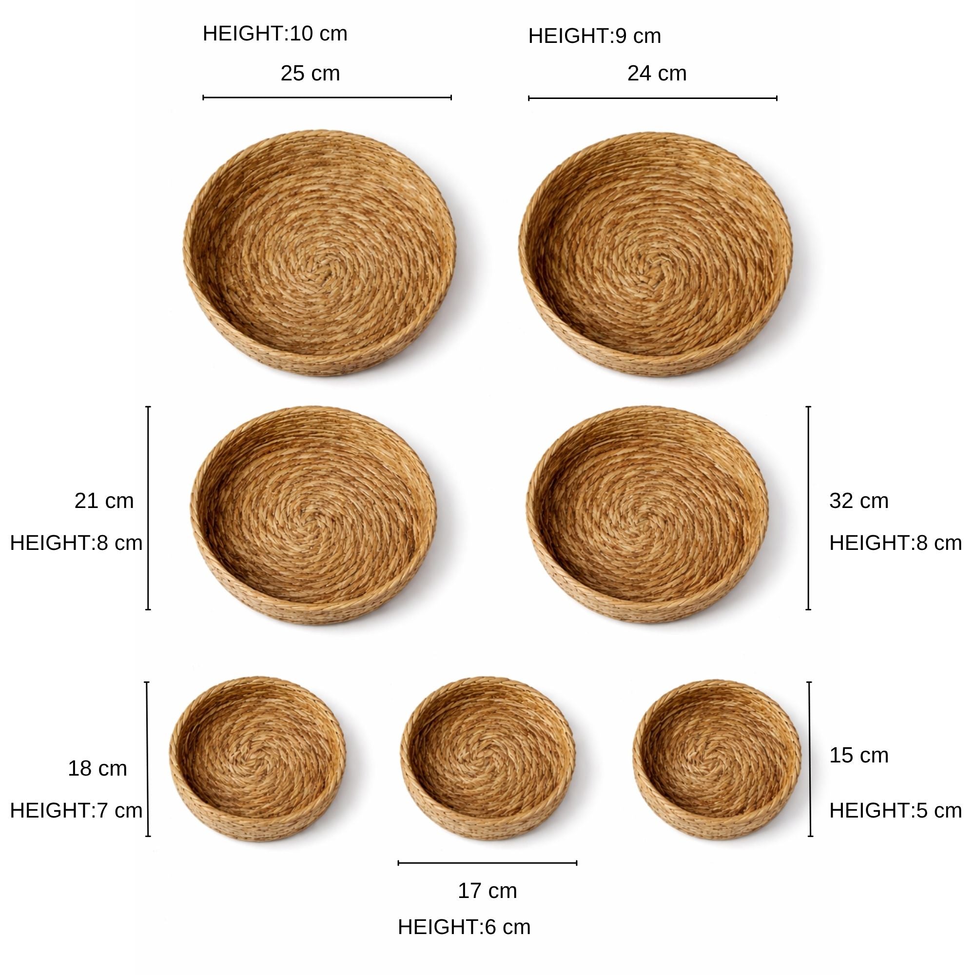 7-Piece Wicker Basket Set Natural Seagrass Nesting Baskets