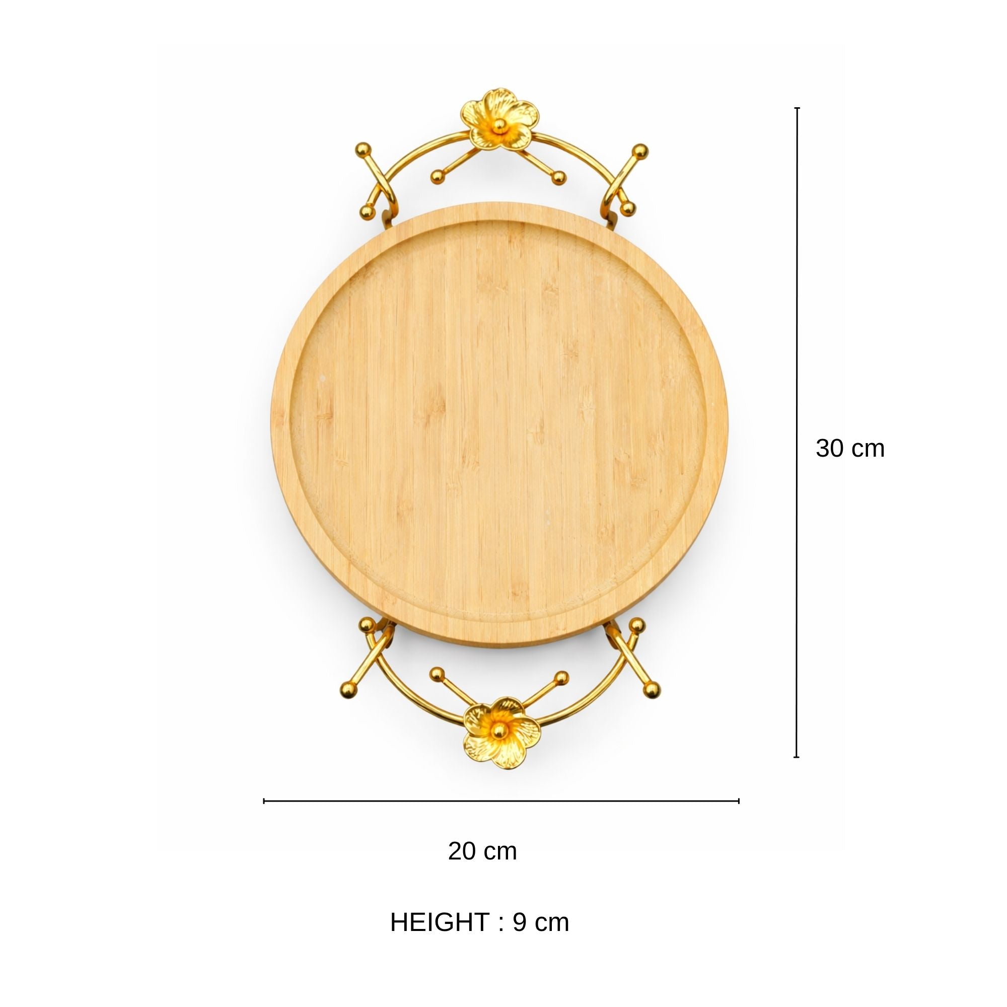 Golden Bloom Bamboo Serving Tray