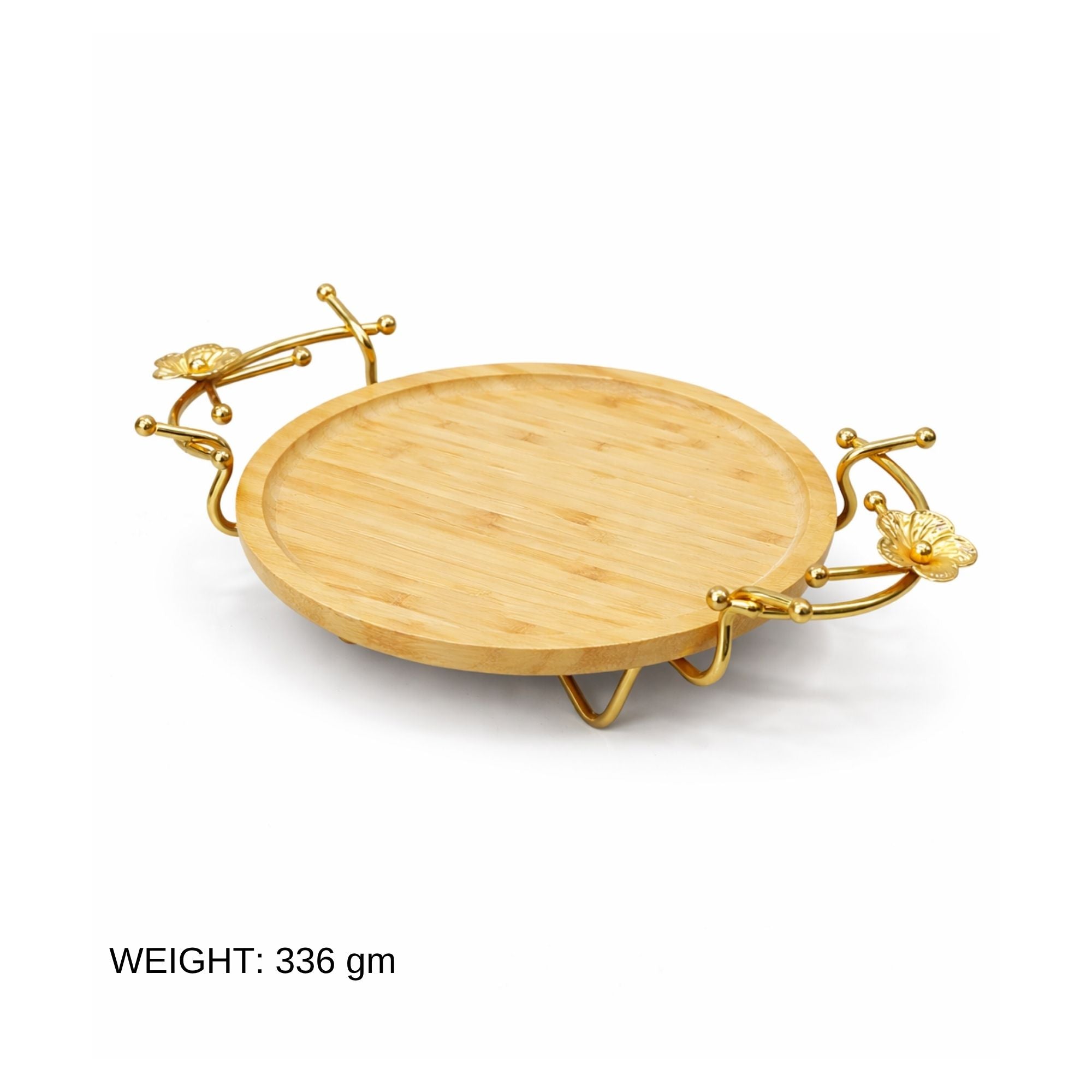 Golden Bloom Bamboo Serving Tray
