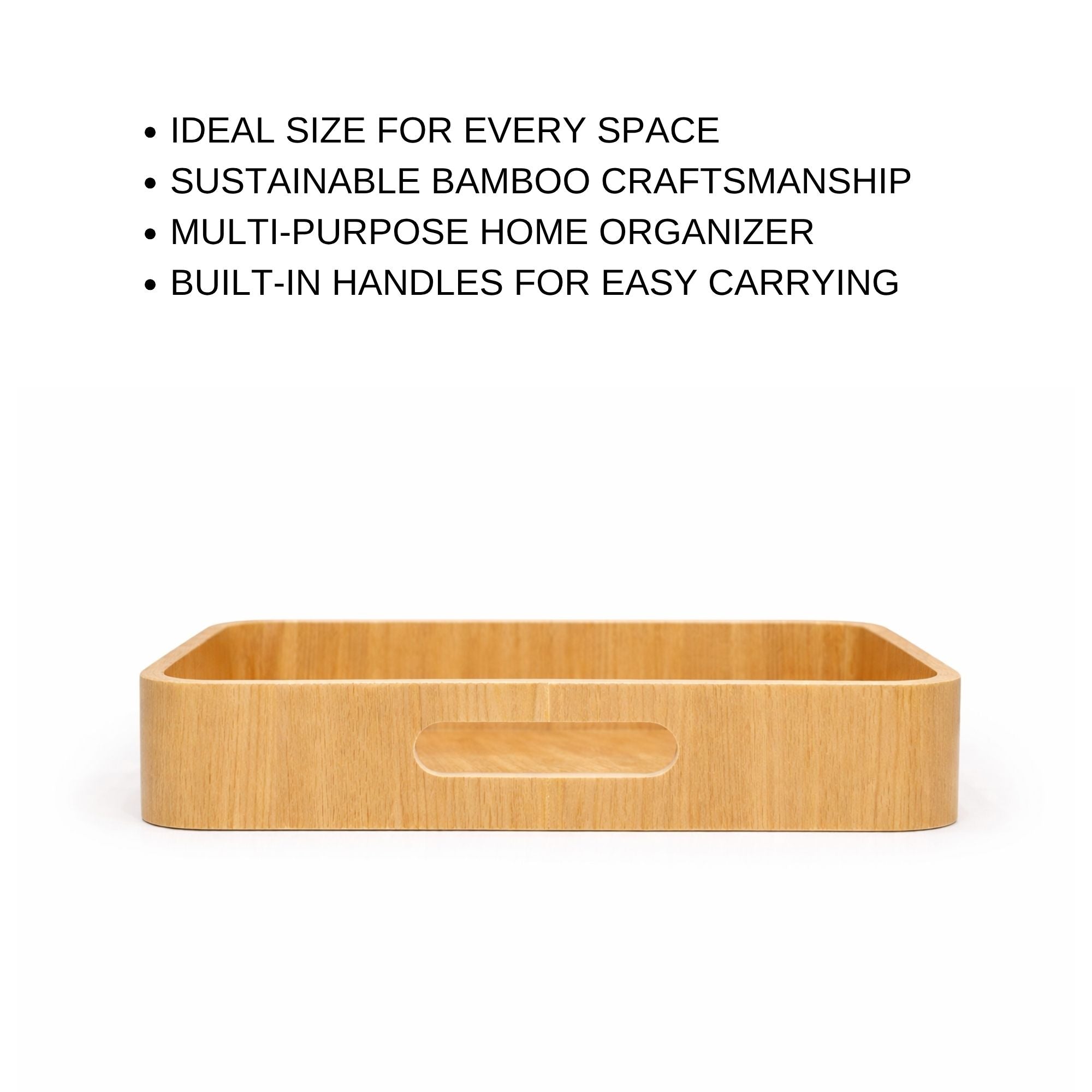 Bamboo Wooden Serving Tray with Cut-Out Handles