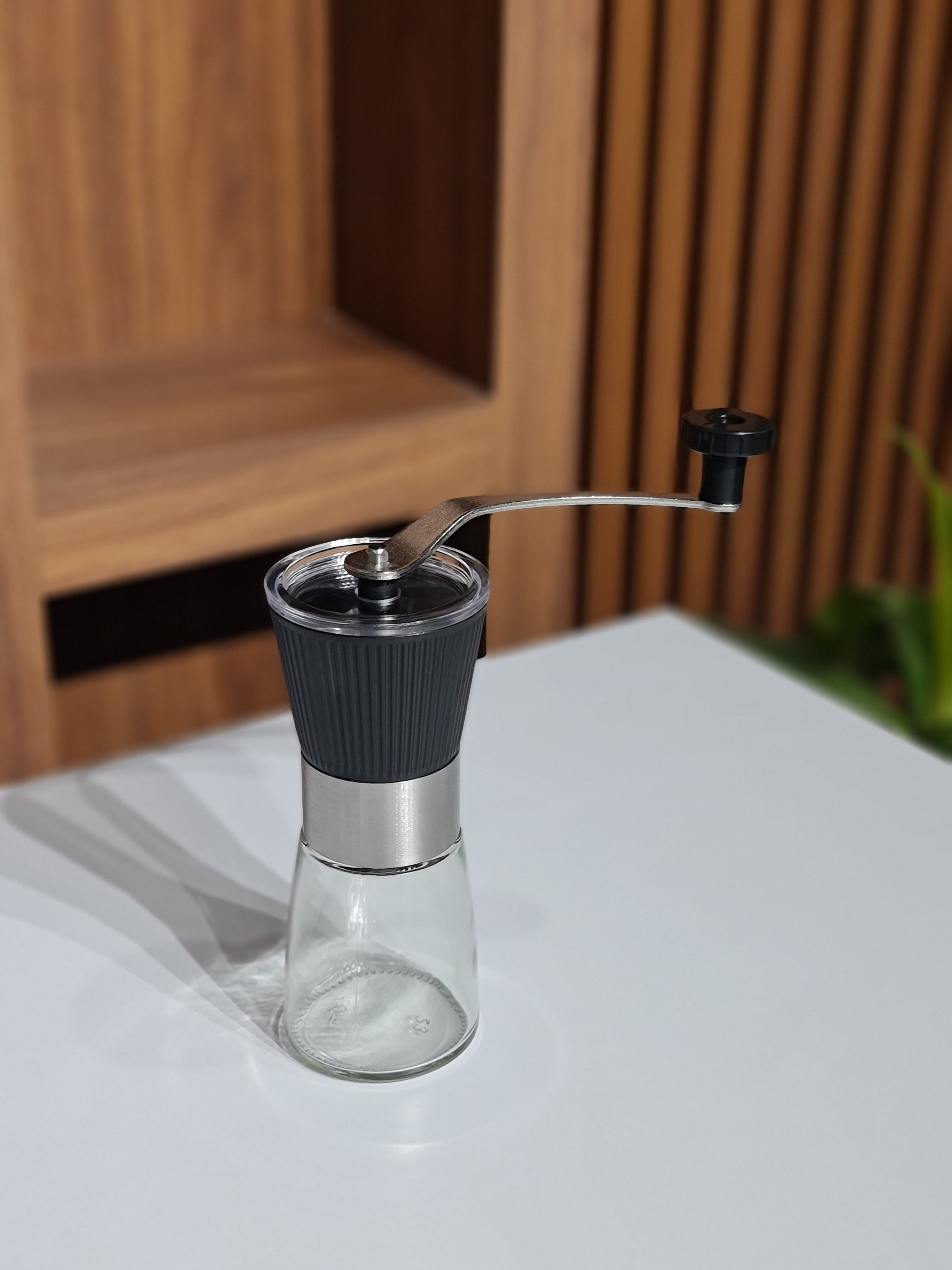 Manual Coffee Grinder with Tapered Ceramic Burr — Portable Hand Crank Coffee Mill