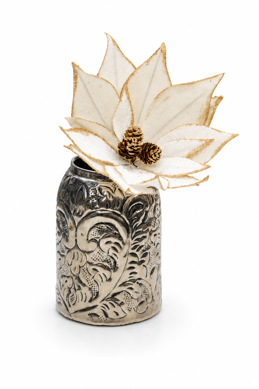 Set of 2 Glitter-Edge Poinsettia Artificial Flower