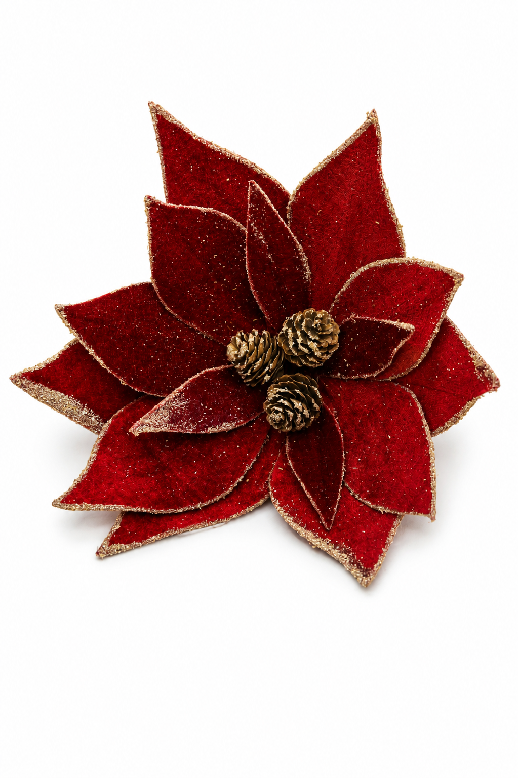 Set of 2 Glitter-Edge Poinsettia Artificial Flower