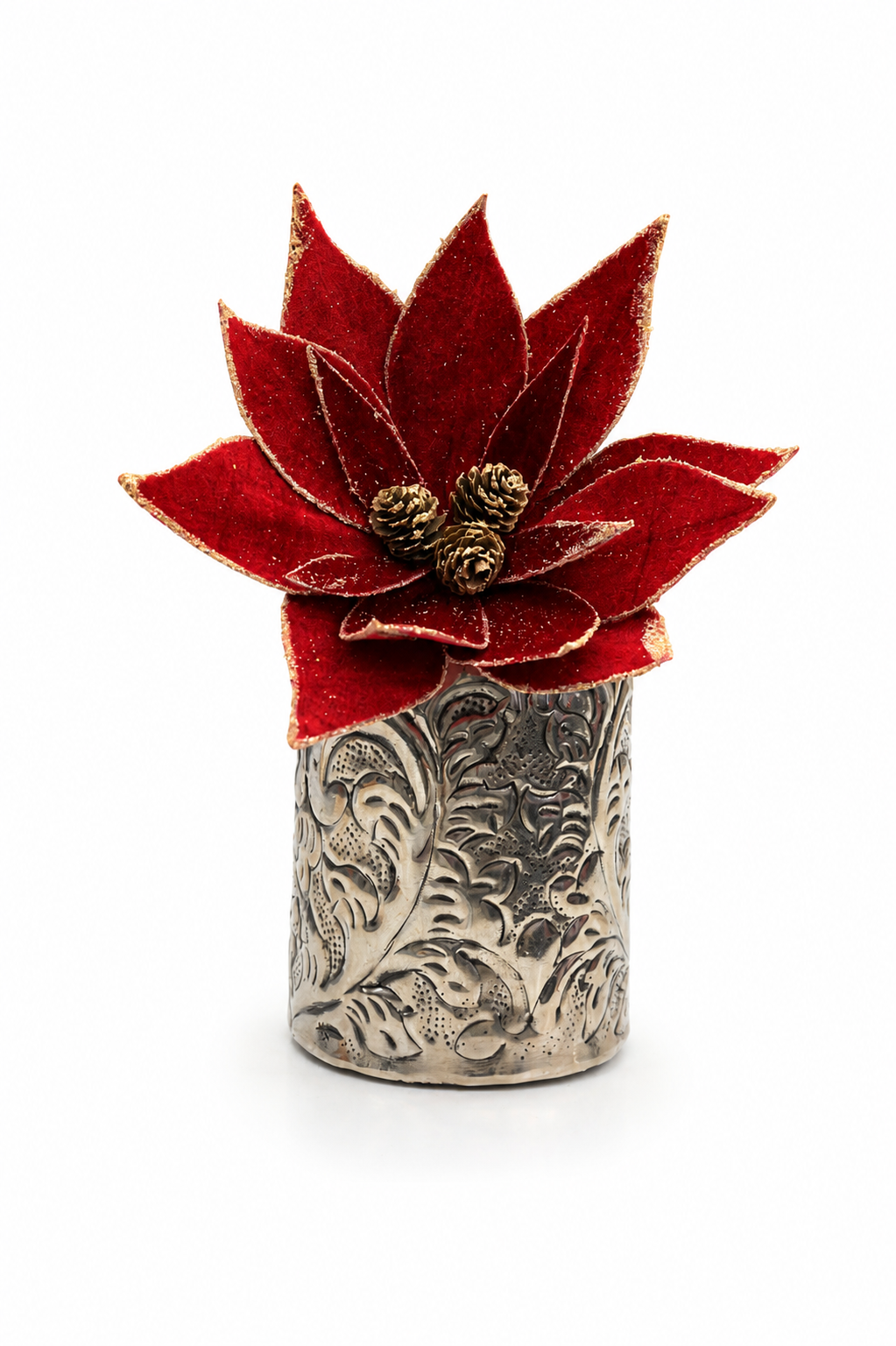 Set of 2 Glitter-Edge Poinsettia Artificial Flower