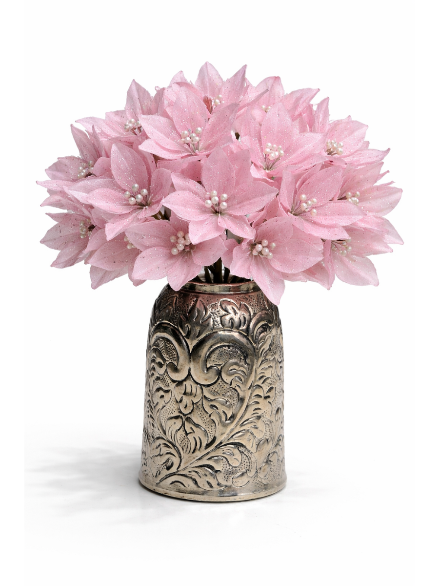 Velvet Poinsettia Artificial Flower (Pack of 4)