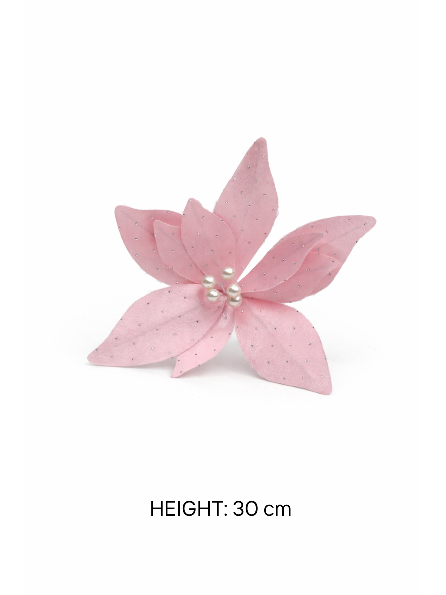 Velvet Poinsettia Artificial Flower (Pack of 4)