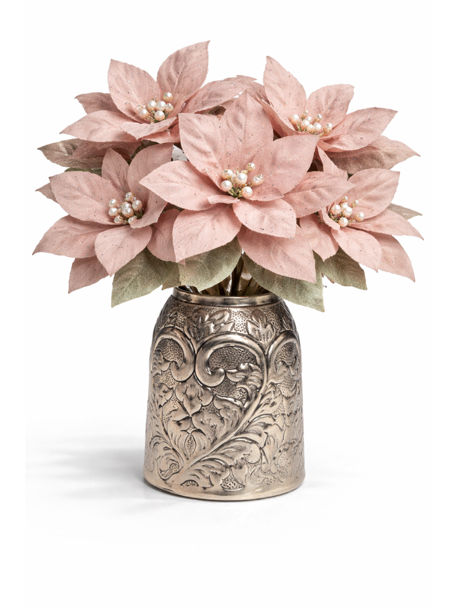 Velvet Poinsettia Artificial Flower (Pack of 4)