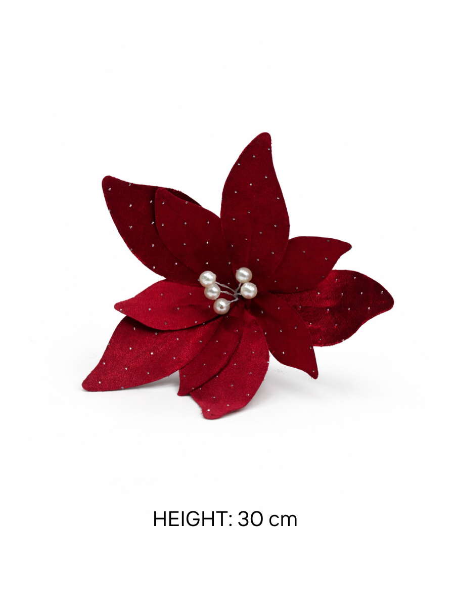 Velvet Poinsettia Artificial Flower (Pack of 4)