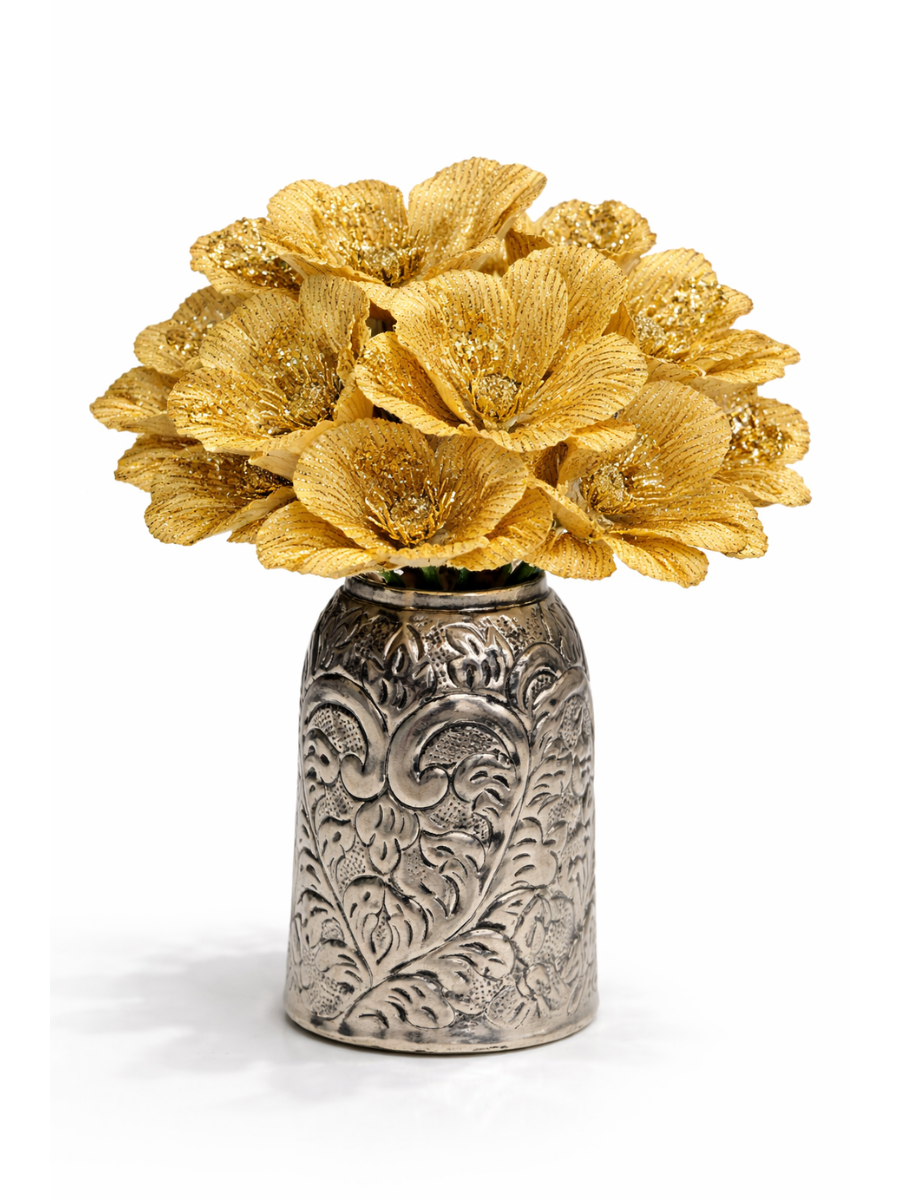 Glitter Magnolia Artificial Flower Stems - 8 Petals | 25.5 cm | Pack of 4