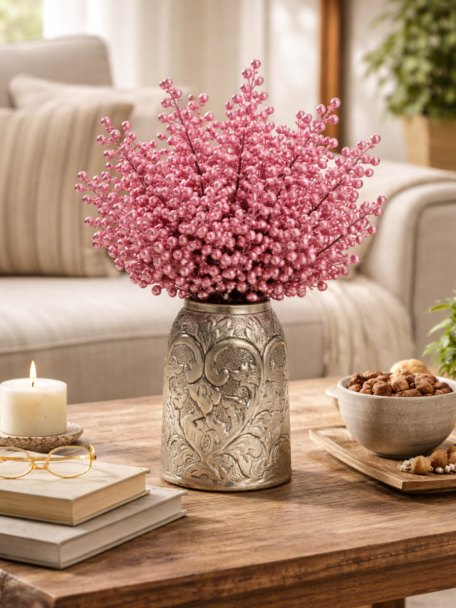 Frosted Artificial Foam Berry Stem — Wedding Bouquet & DIY Décor Spray