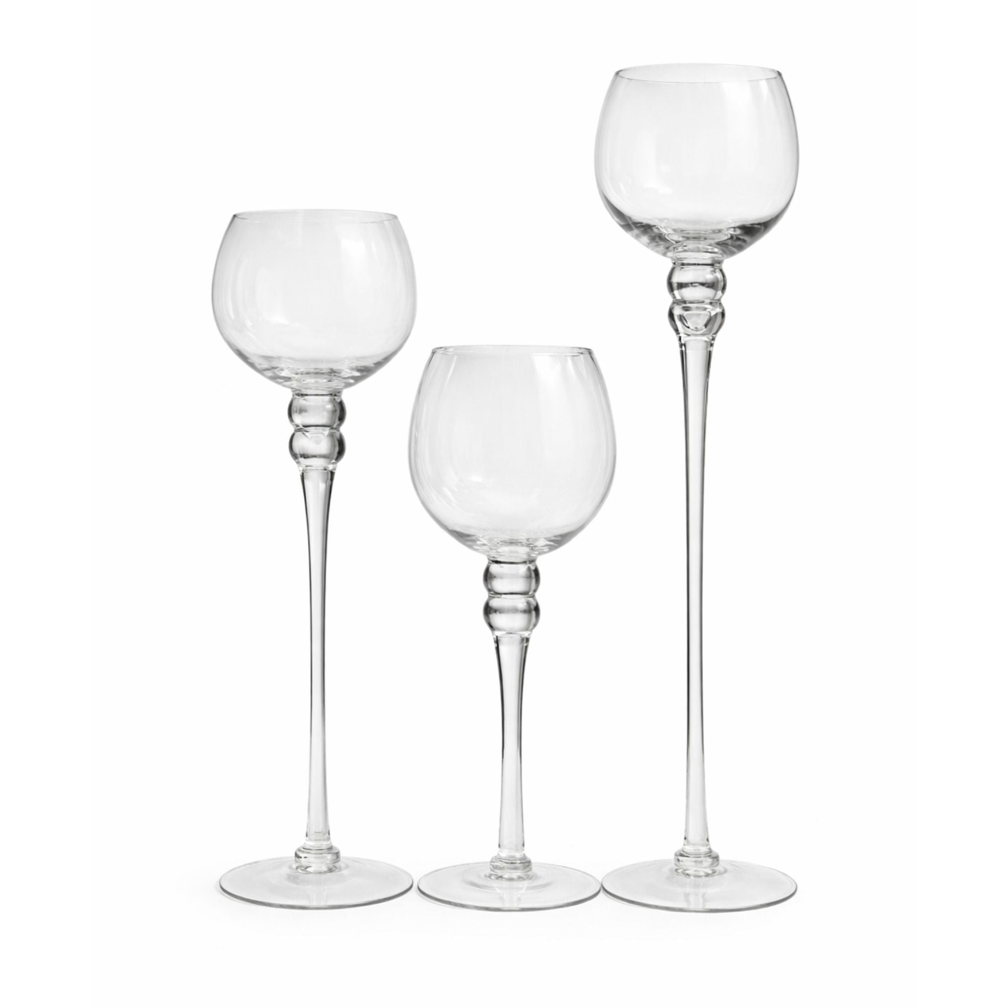 Set of 3 Long-Stem Glass Floating Candle Holders
