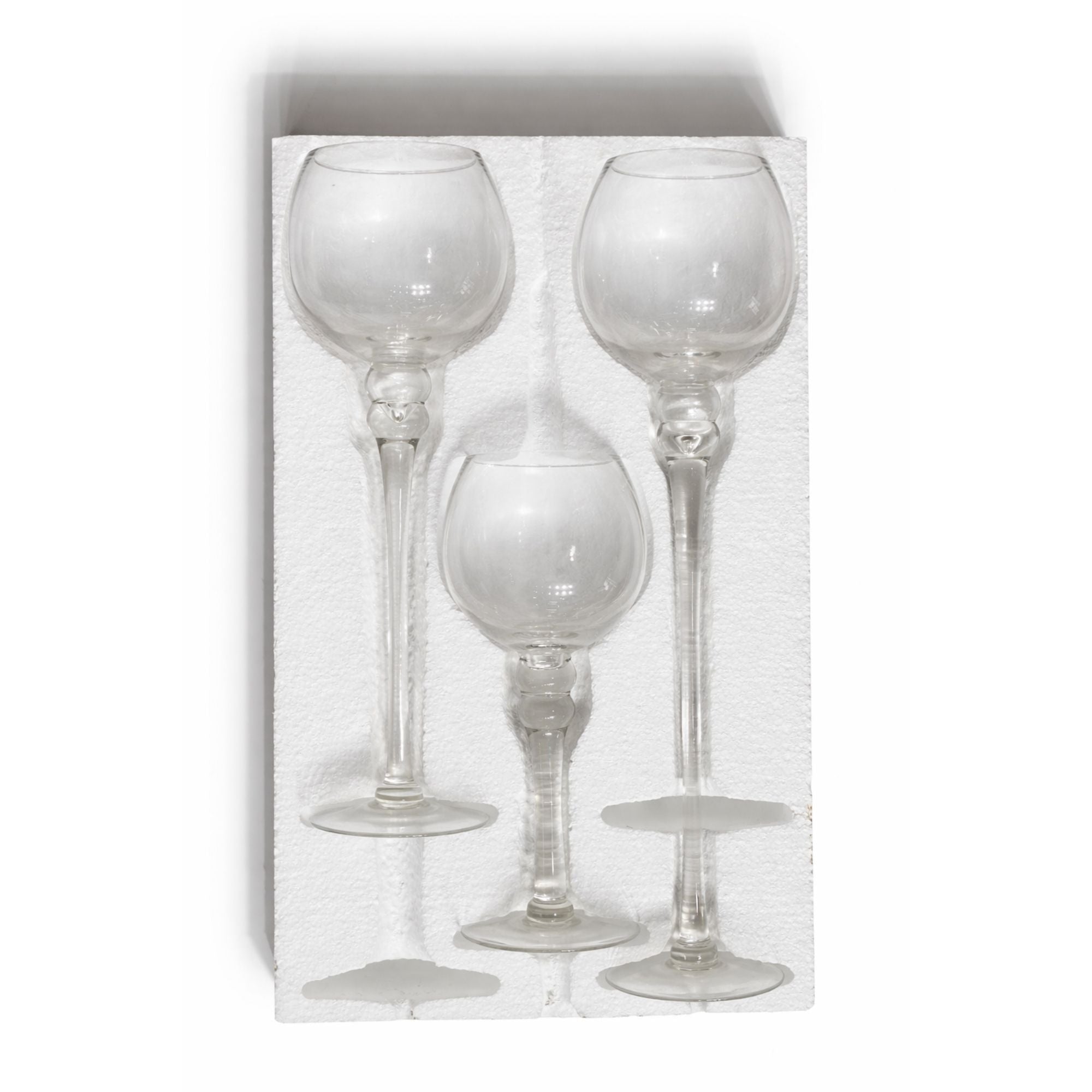 Set of 3 Long-Stem Glass Floating Candle Holders