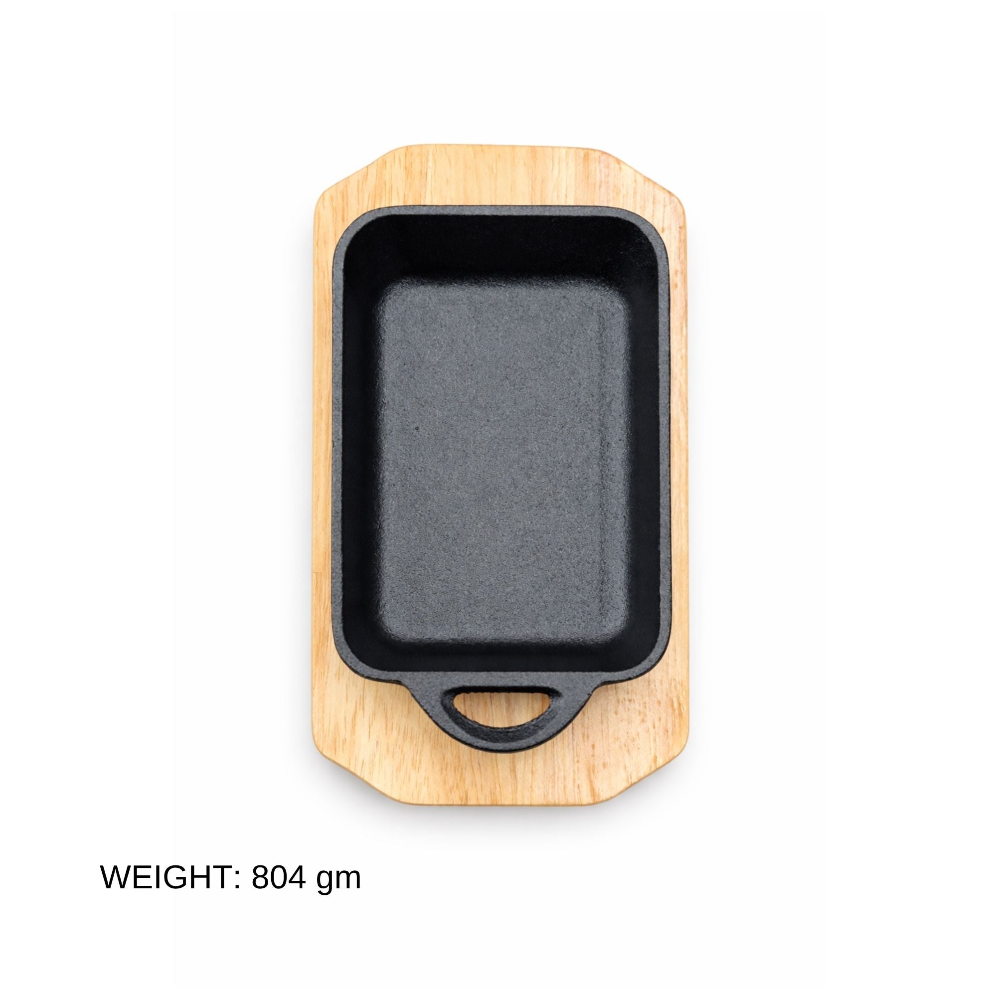 Mini Cast Iron Steak Pan with Wooden Base Board