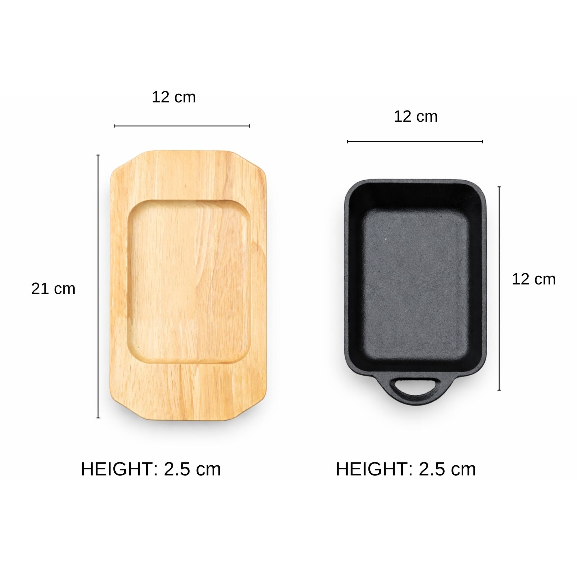 Mini Cast Iron Steak Pan with Wooden Base Board