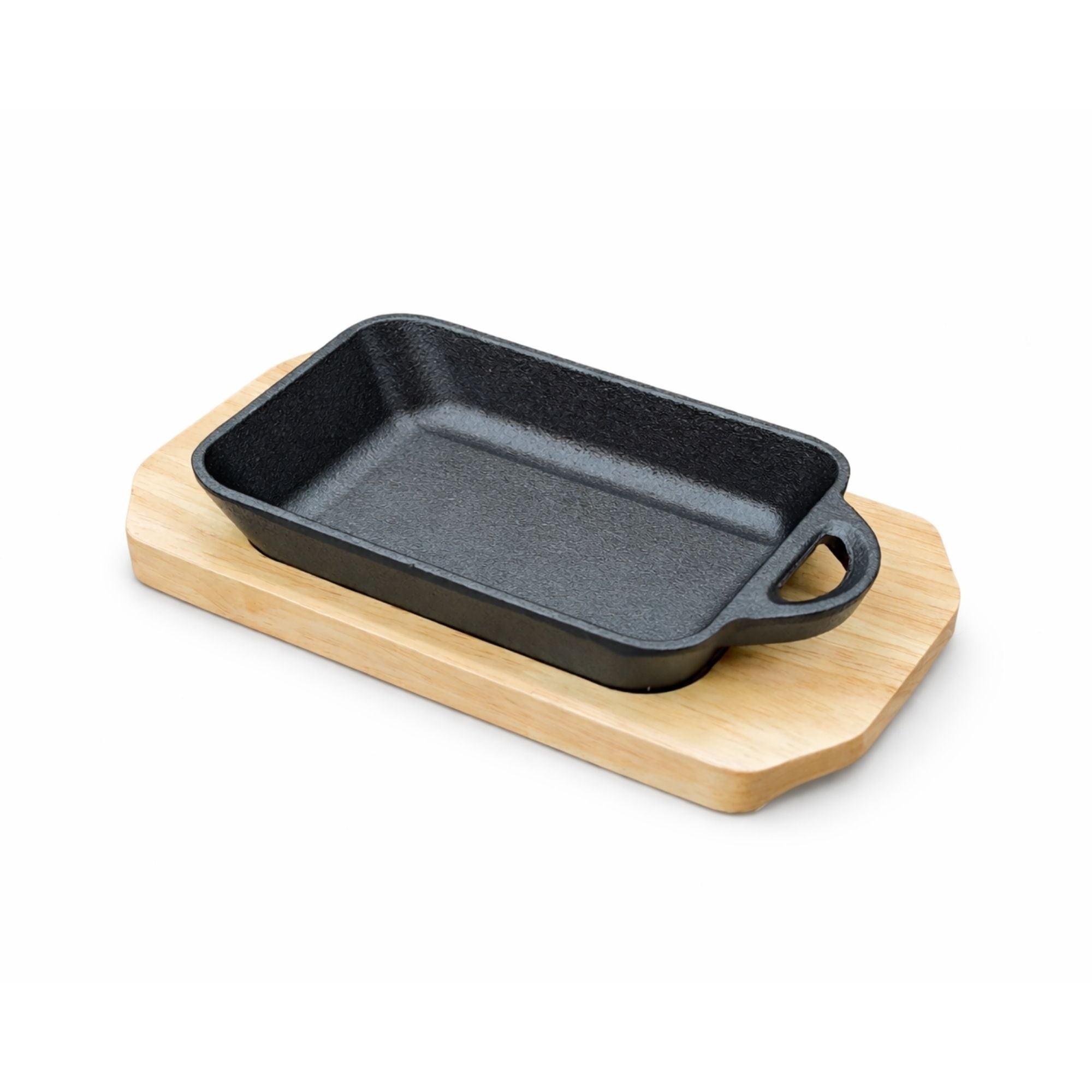 Mini Cast Iron Steak Pan with Wooden Base Board