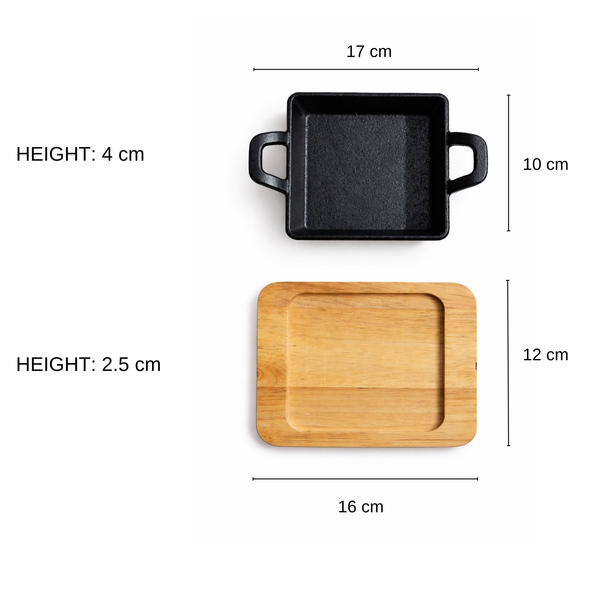 Dual-Handle Cast Iron Baking & Serving Pan with Wooden Board
