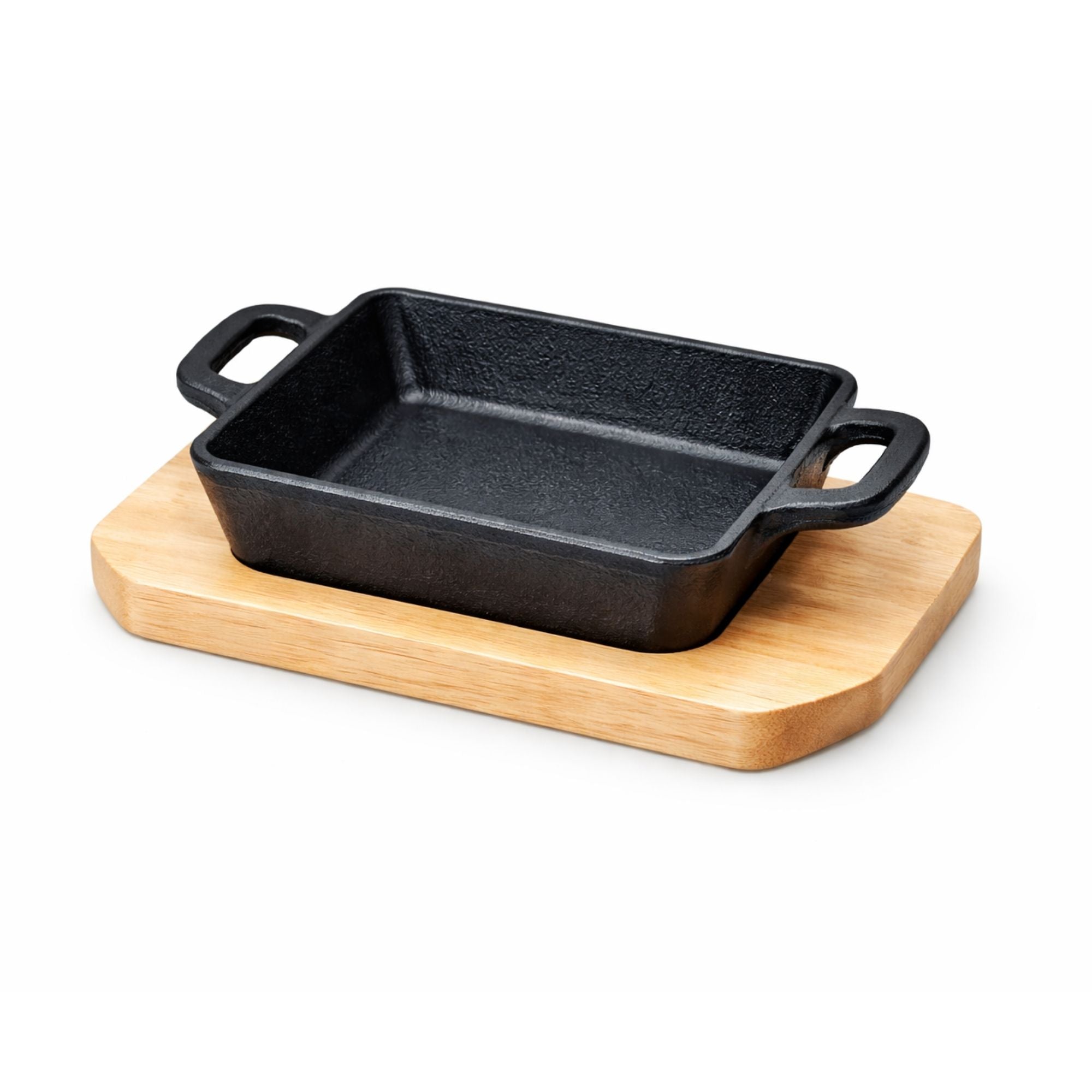 Dual-Handle Cast Iron Baking & Serving Pan with Wooden Board