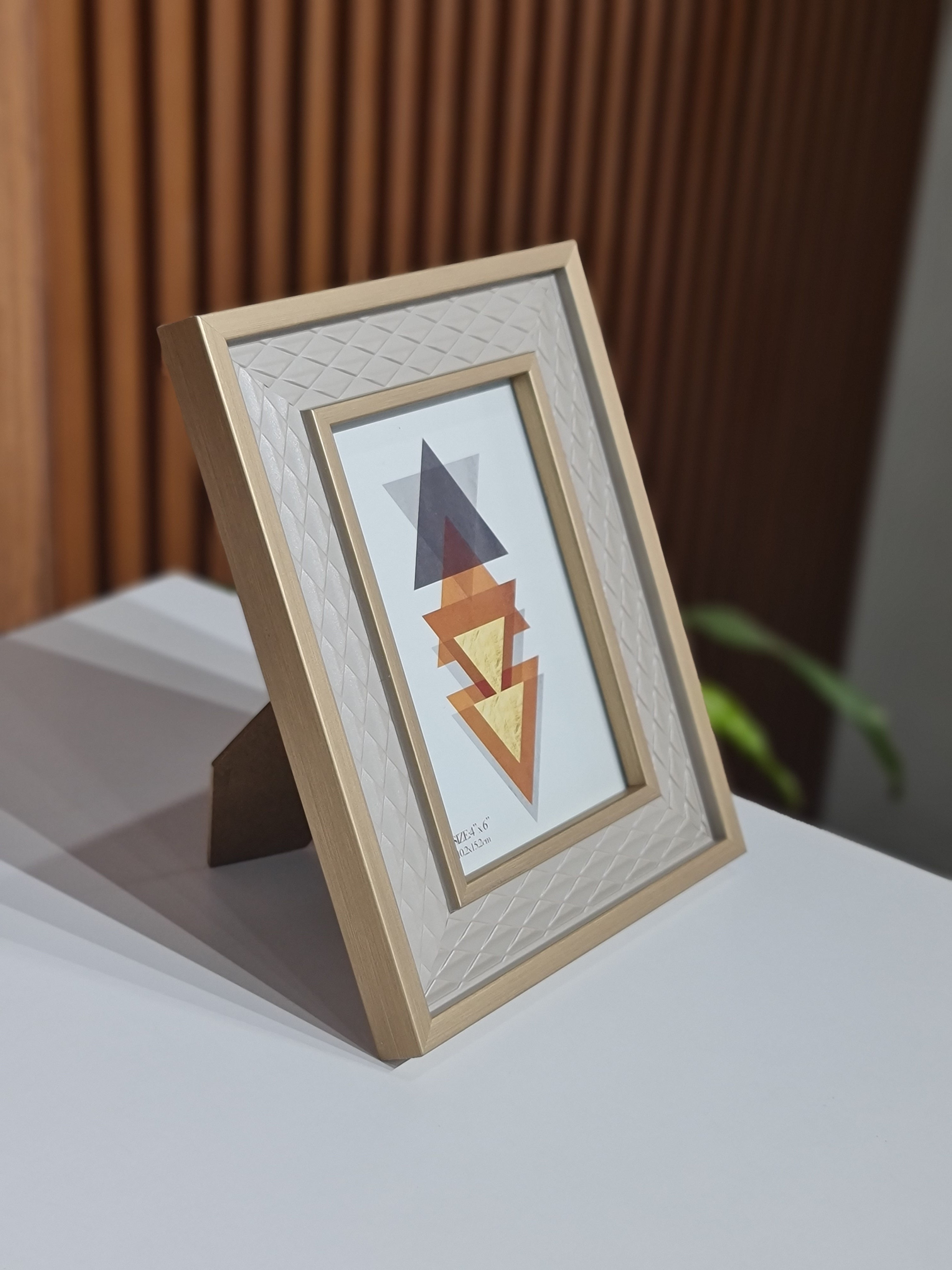Premium 3D Gold PVC Photo Frame – 4×6 Inch Designer Tabletop Frame