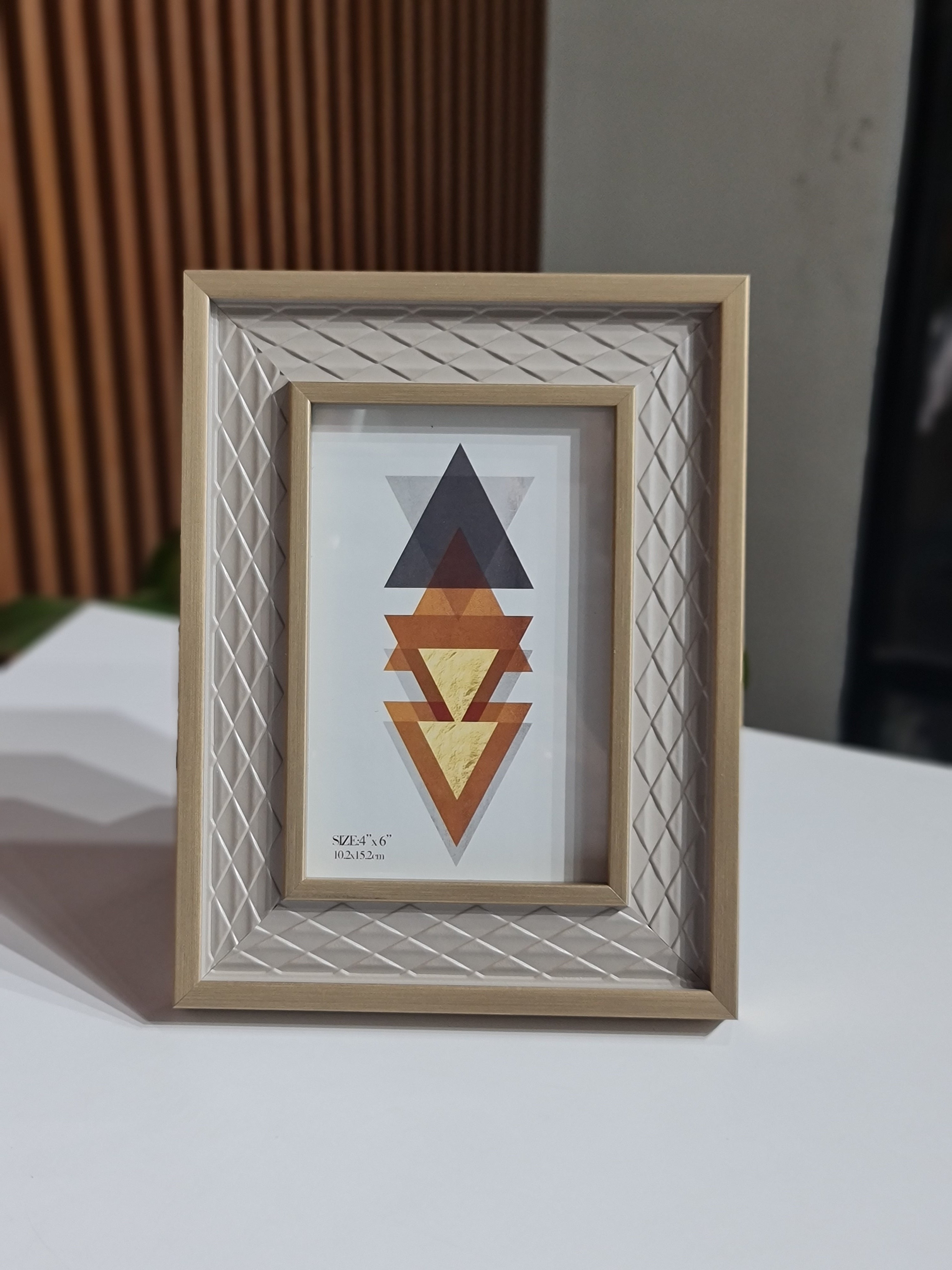Premium 3D Gold PVC Photo Frame – 4×6 Inch Designer Tabletop Frame