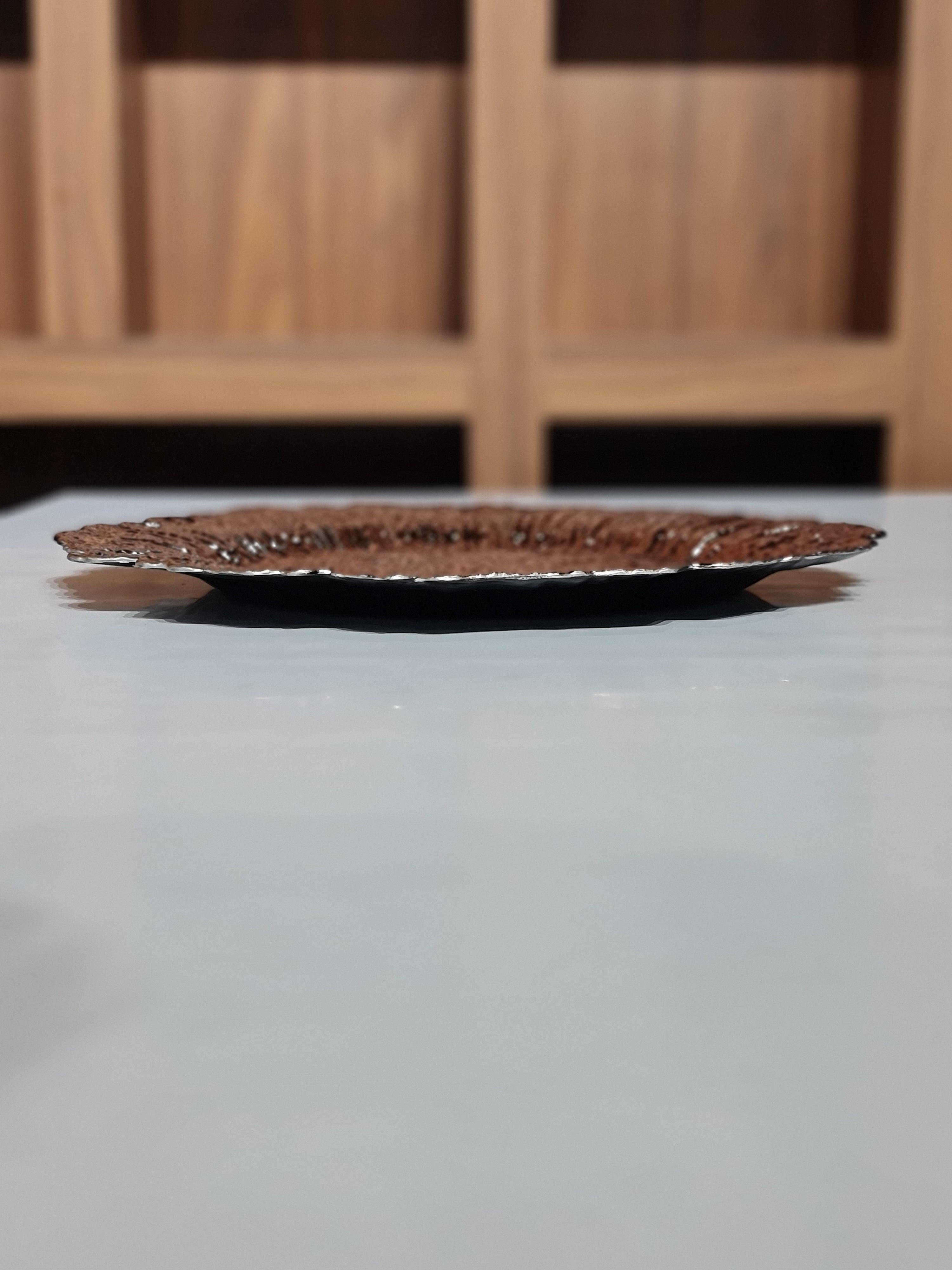 Set of 6 Rose Gold Reef Charger Plates | 34CM Starburst Scalloped Edge Dinner Chargers