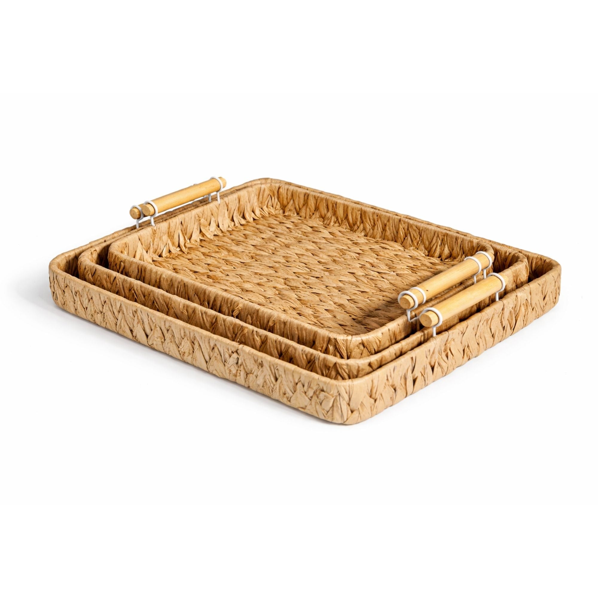 Set of 3 Handwoven Natural Fiber Nesting Trays
