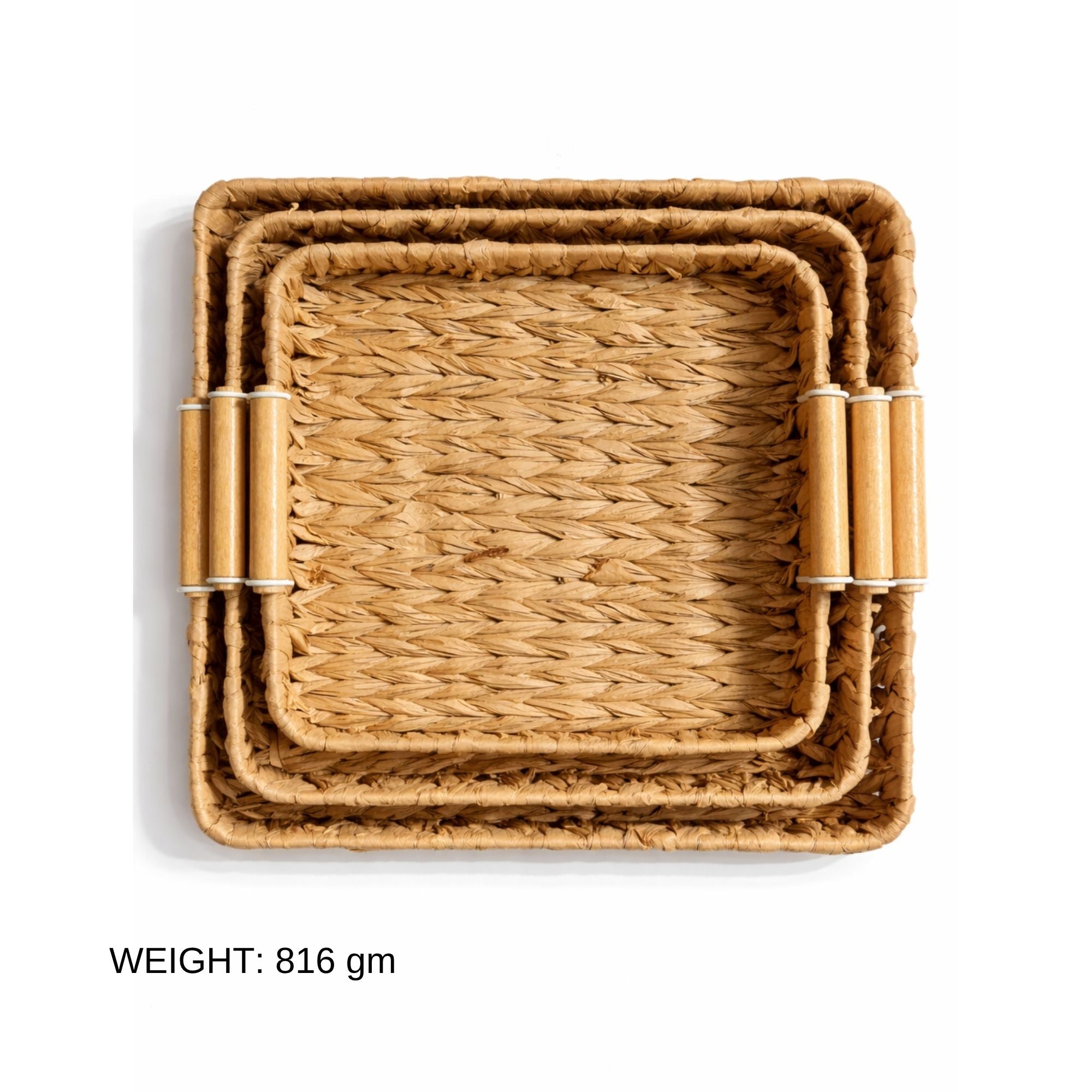 Set of 3 Handwoven Natural Fiber Nesting Trays