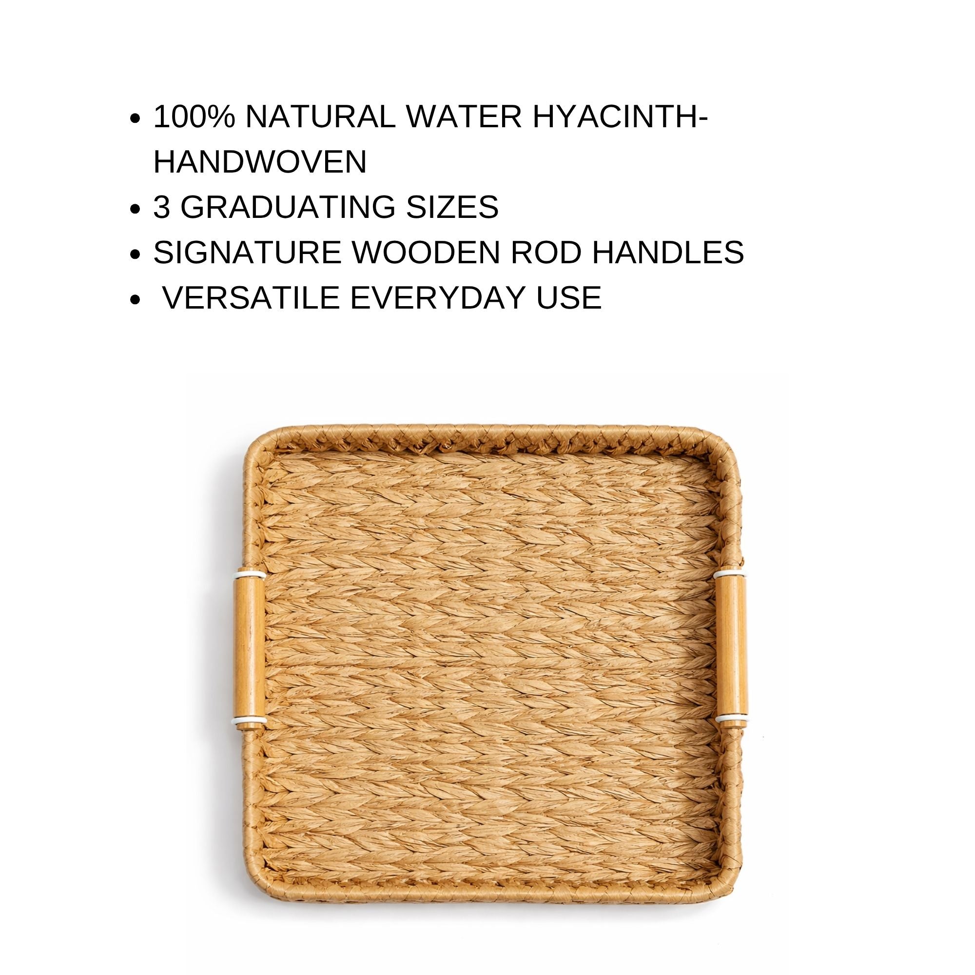 Set of 3 Handwoven Natural Fiber Nesting Trays