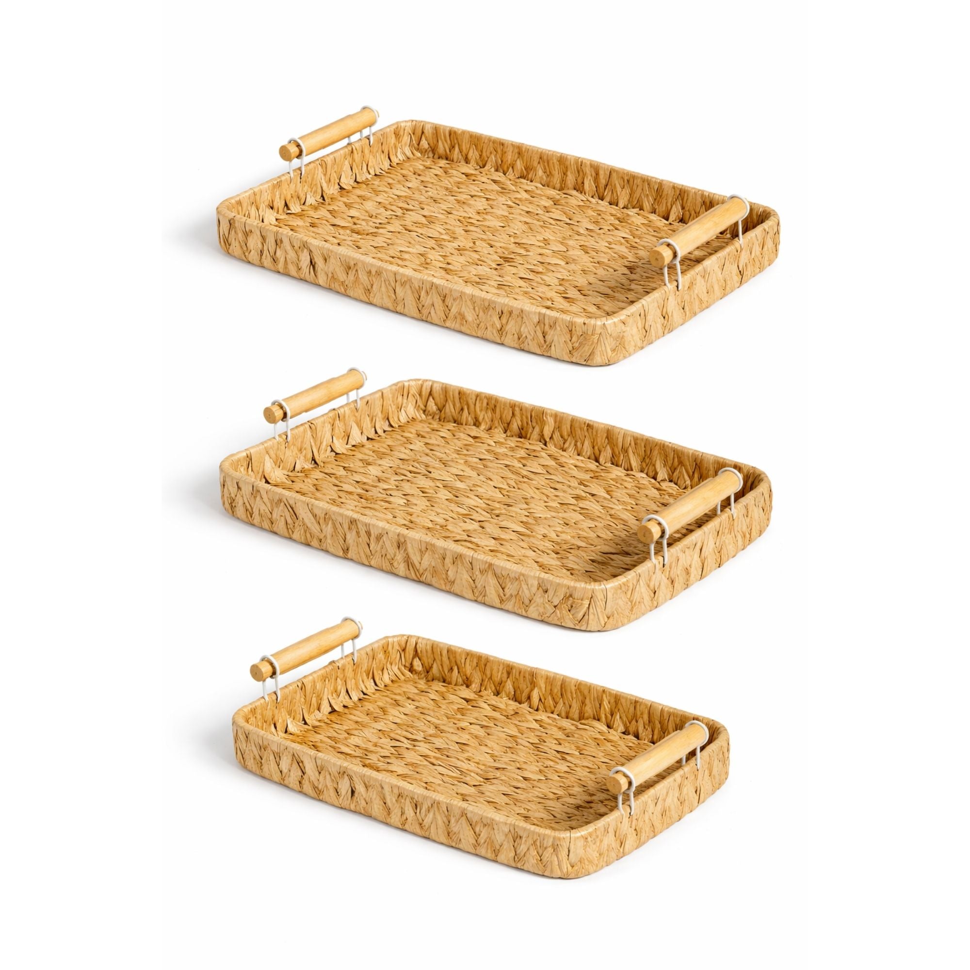 Set of 3 Handwoven Natural Fiber Nesting Trays