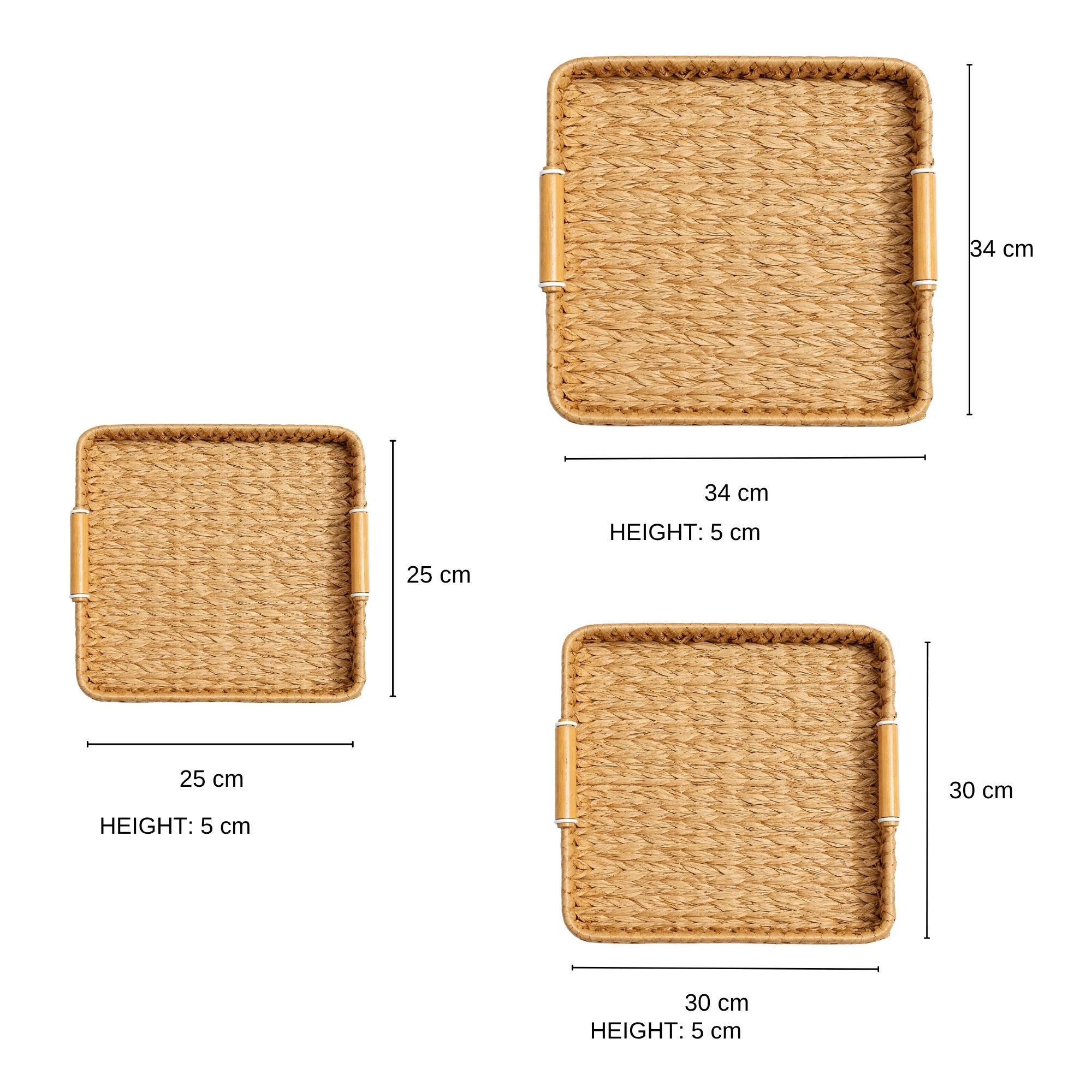 Set of 3 Handwoven Natural Fiber Nesting Trays